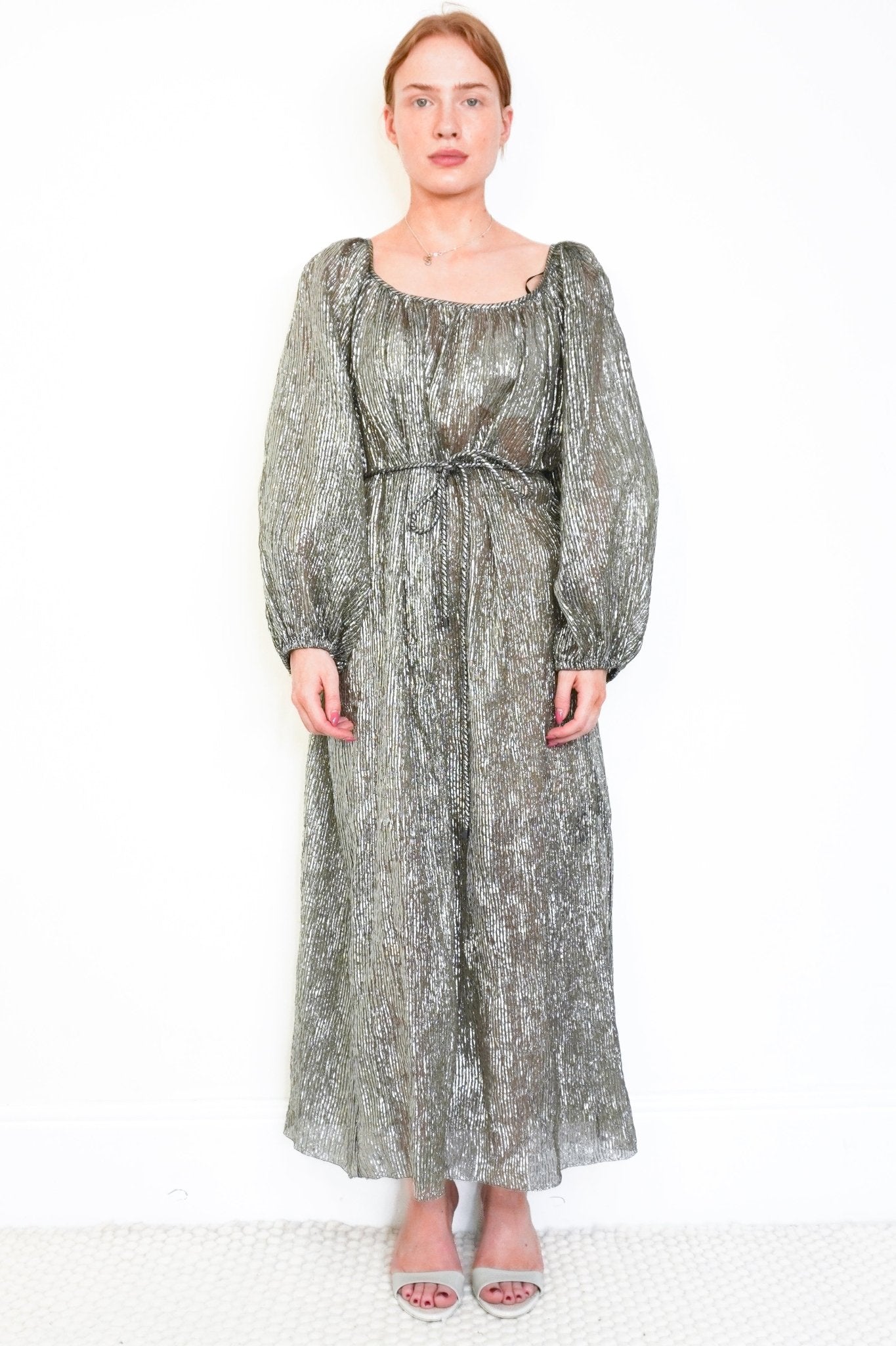 Tory Burch Silver Metallic Maxi Dress with Camisole (RRP £600)