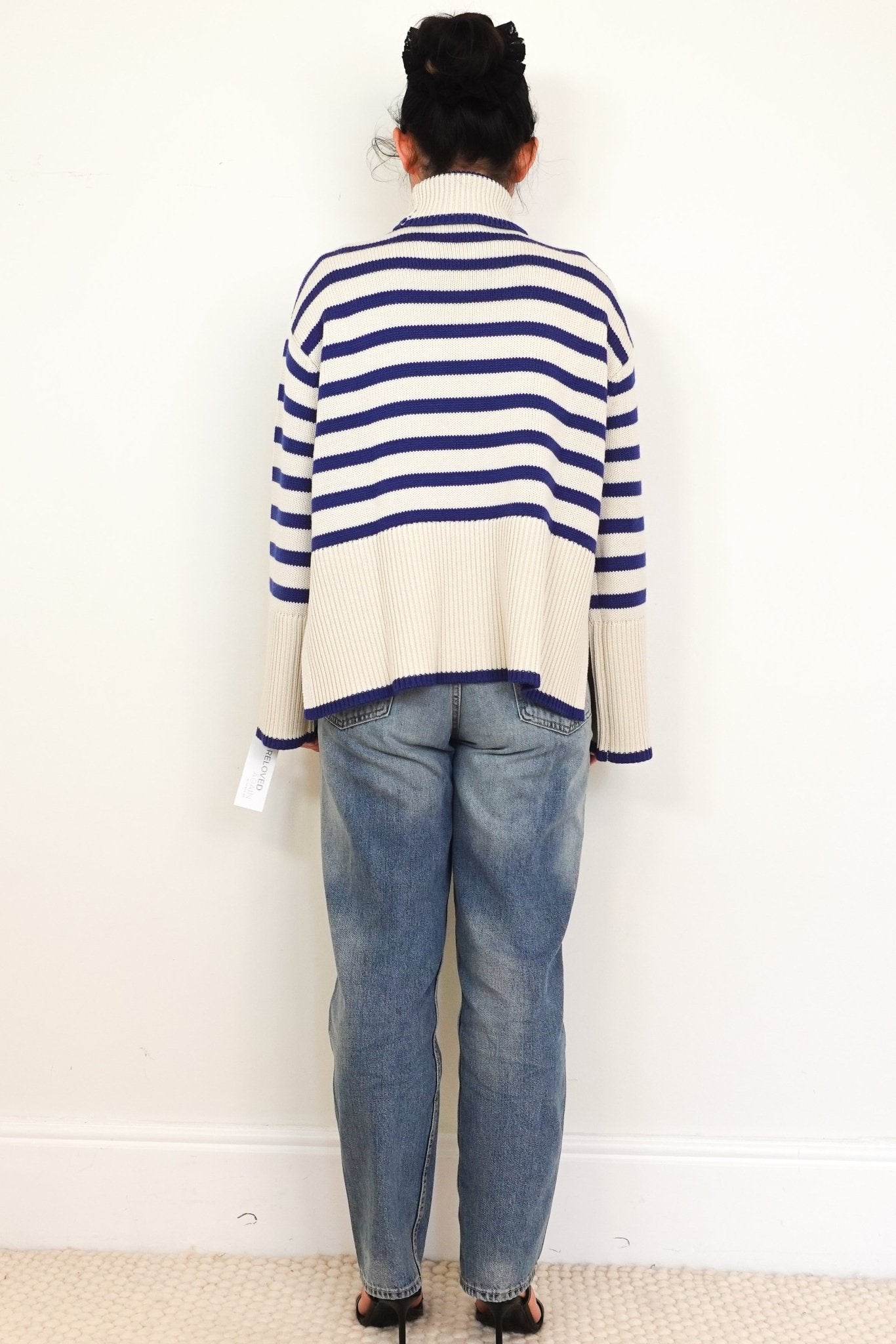 Toteme Blue Signature Striped Turtleneck Sweater RRP £450 | Authentic Preloved - Reloved Again