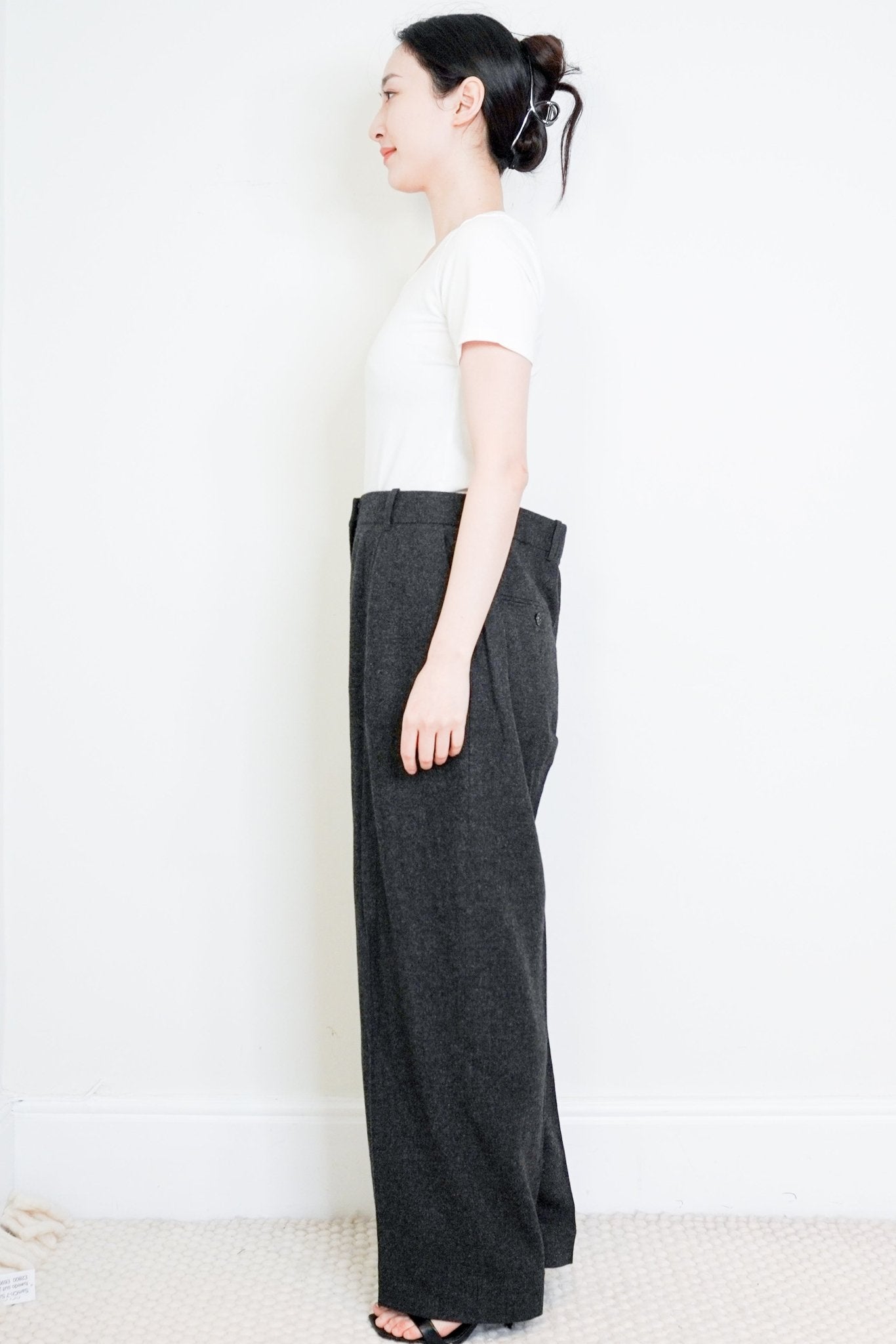 CURRENT SEASON Toteme Charcoal Melange Flannel Trousers RRP £420 | Authentic Preloved - Reloved Again