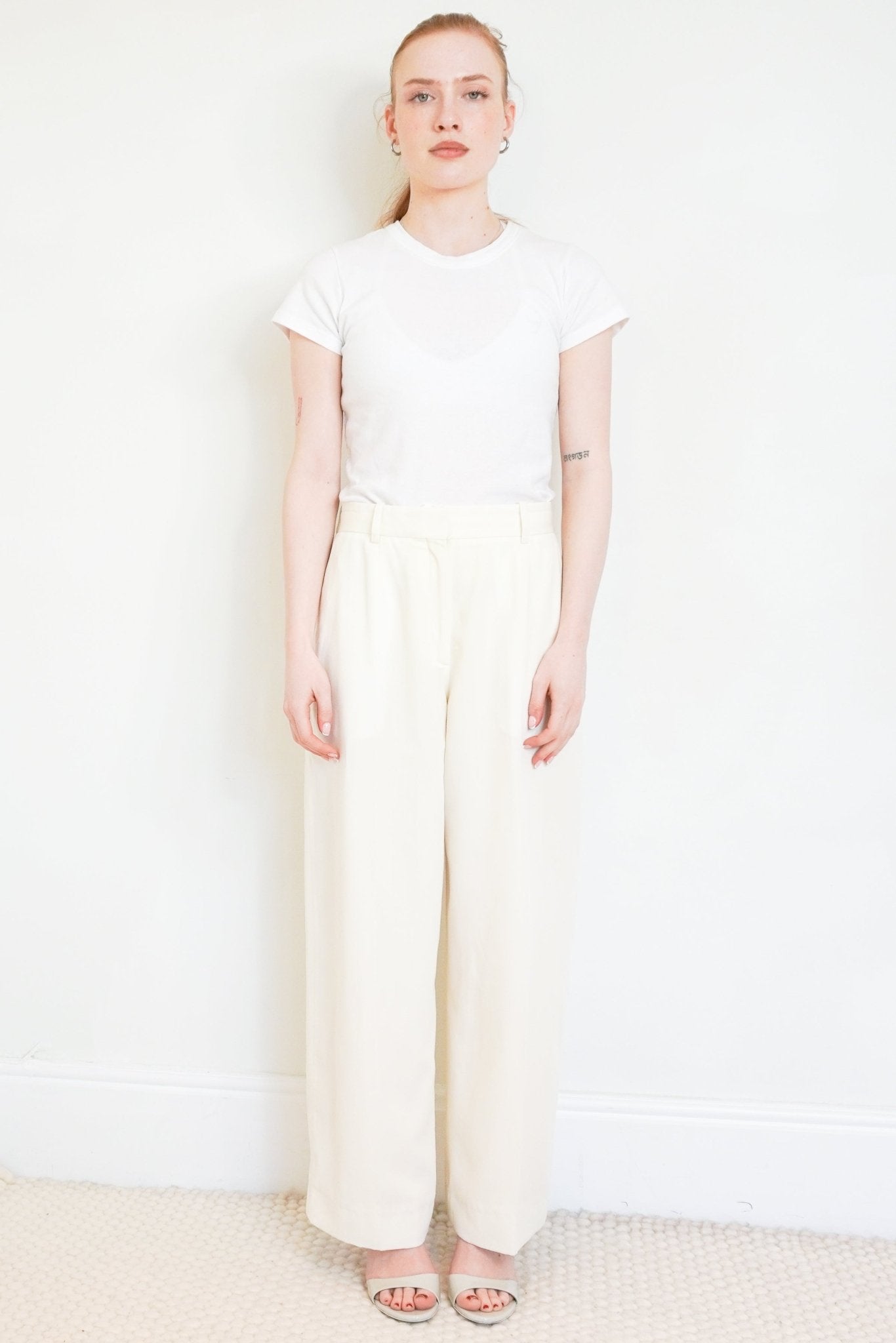 Toteme Cream Wide Fluid Trousers RRP £390 | Authentic Preloved - Reloved Again