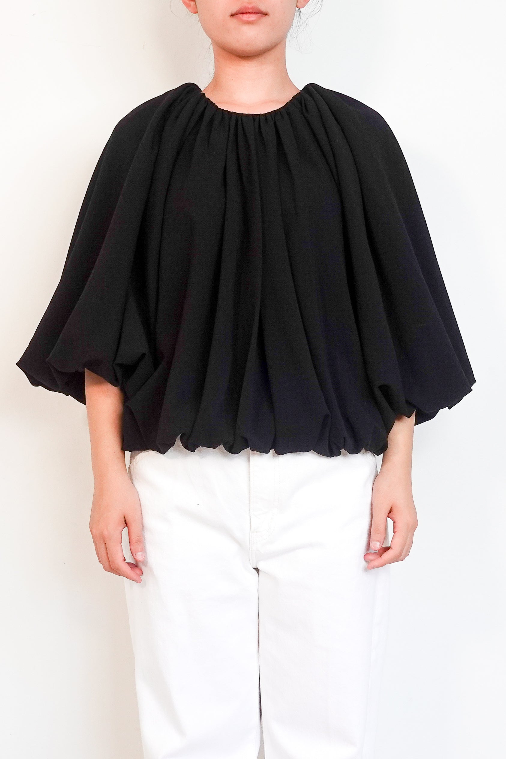 Toteme-balloon-sleeve-statement-evening-black-blouse-front-picture