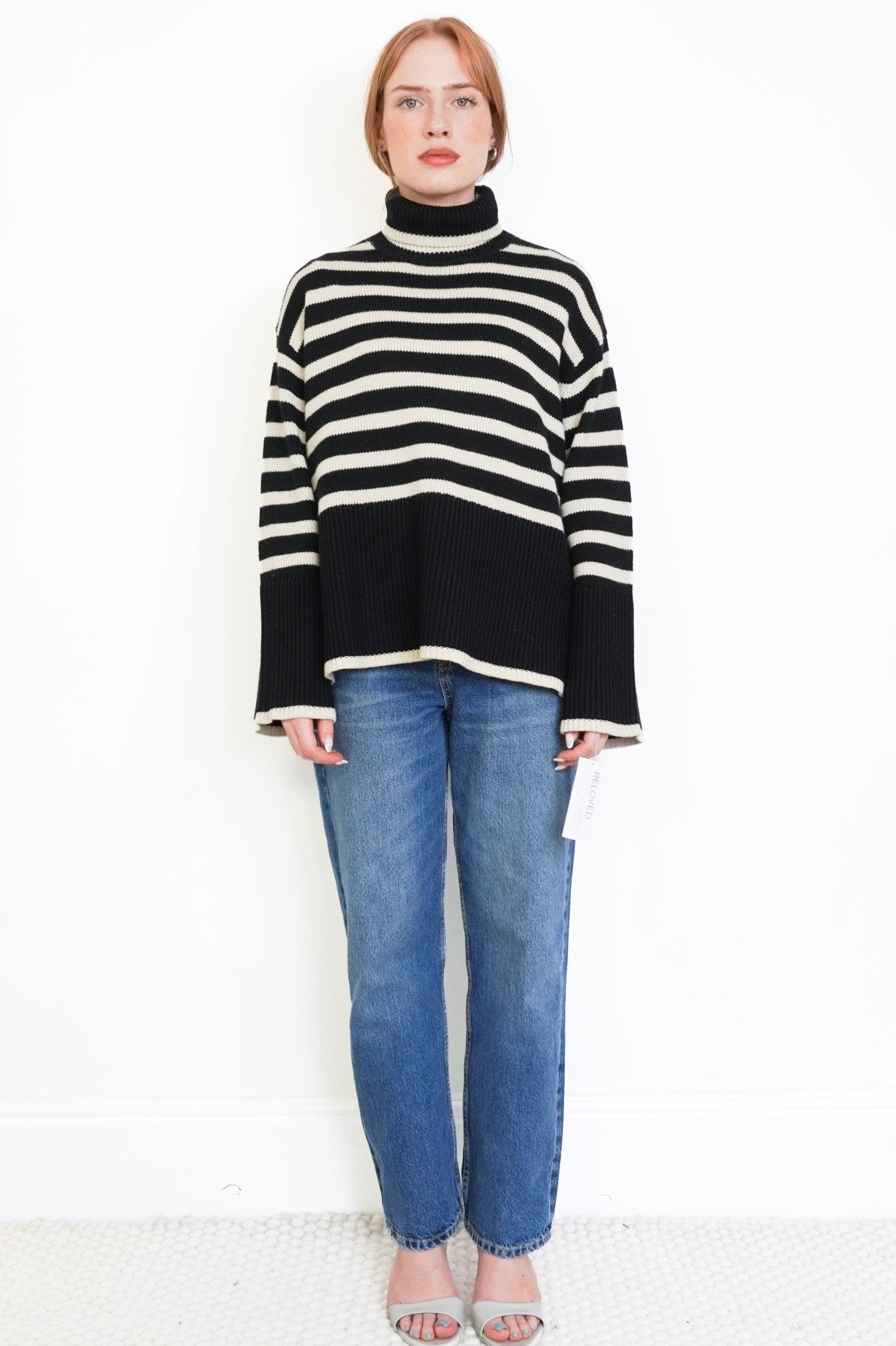 Toteme Black & Cream Breton Stripe Turtleneck Jumper (RRP £470) | Authentic Preloved - Reloved Again