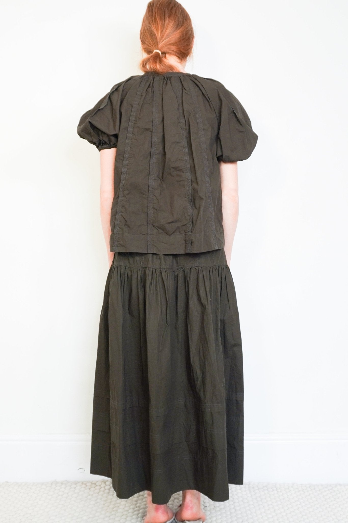 Ulla Johnson Brown Cotton Blouse &amp; Skirt Set back photo chelsea london