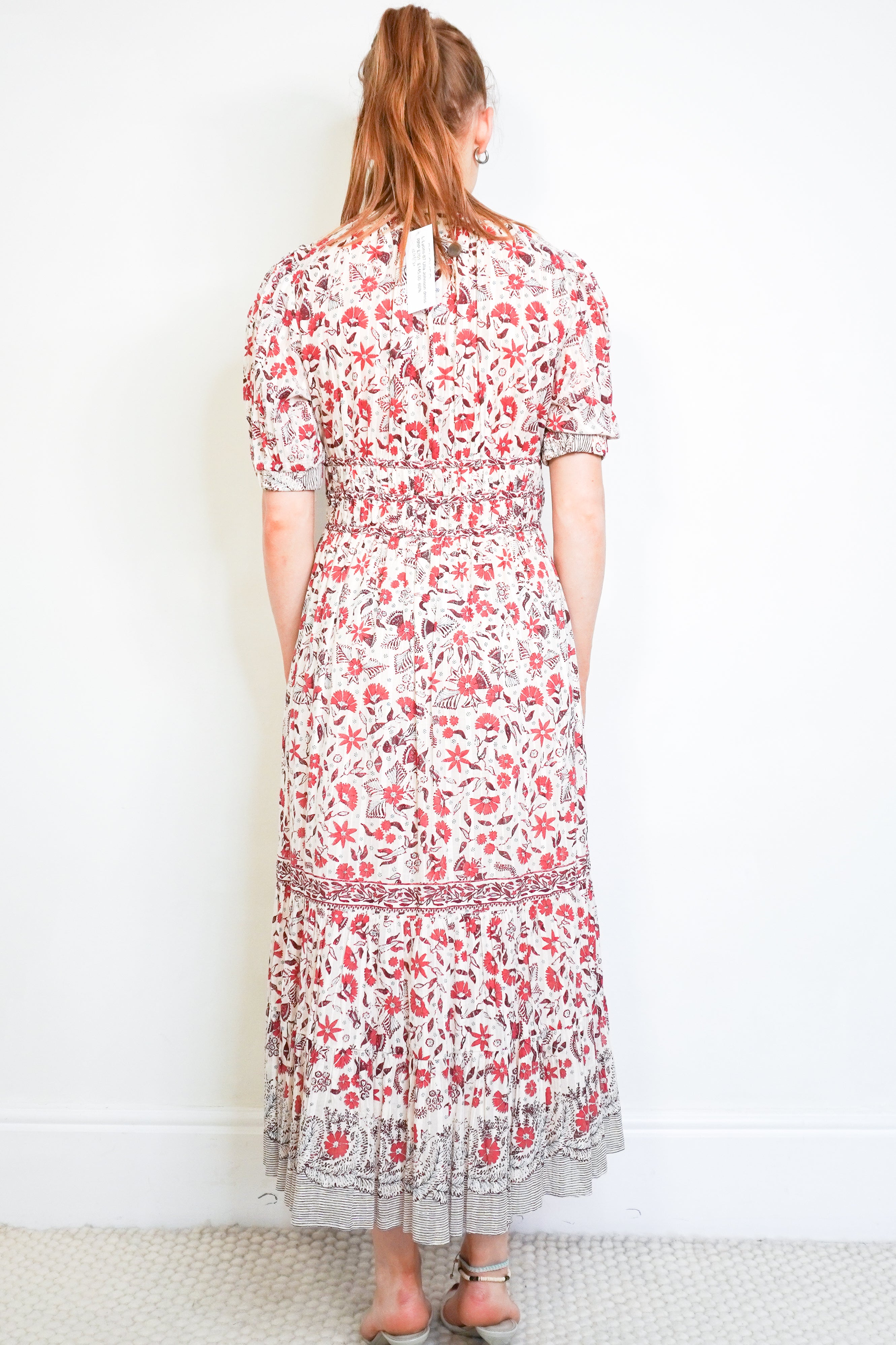 Ulla Johnson Cream &amp; Red Floral Cotton Maxi Dress back photo chelsea london