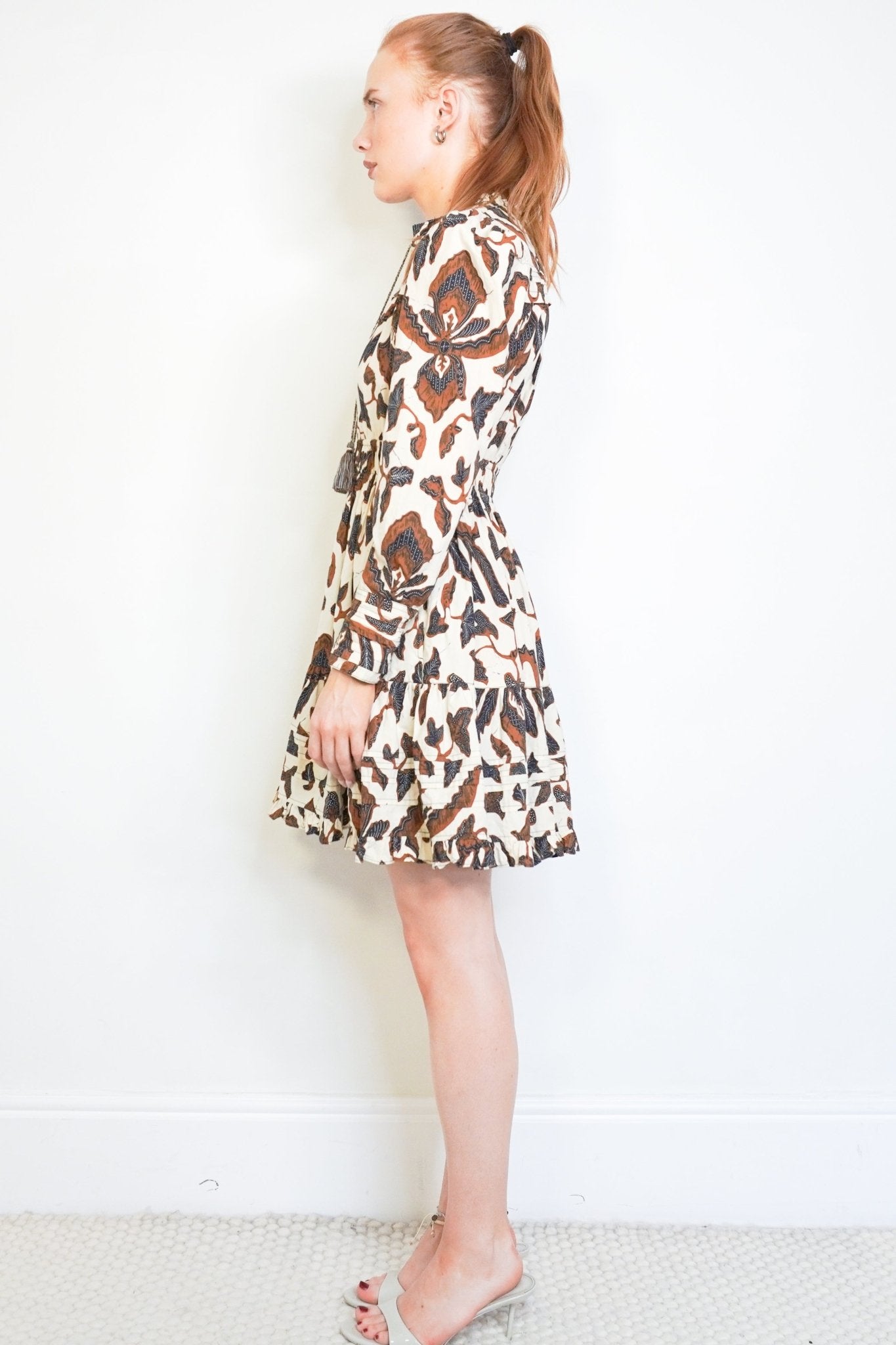Ulla Johnson Liv Cream & Brown Botanical Print Mini Dress (RRP £650) | Authentic Preloved - Reloved Again