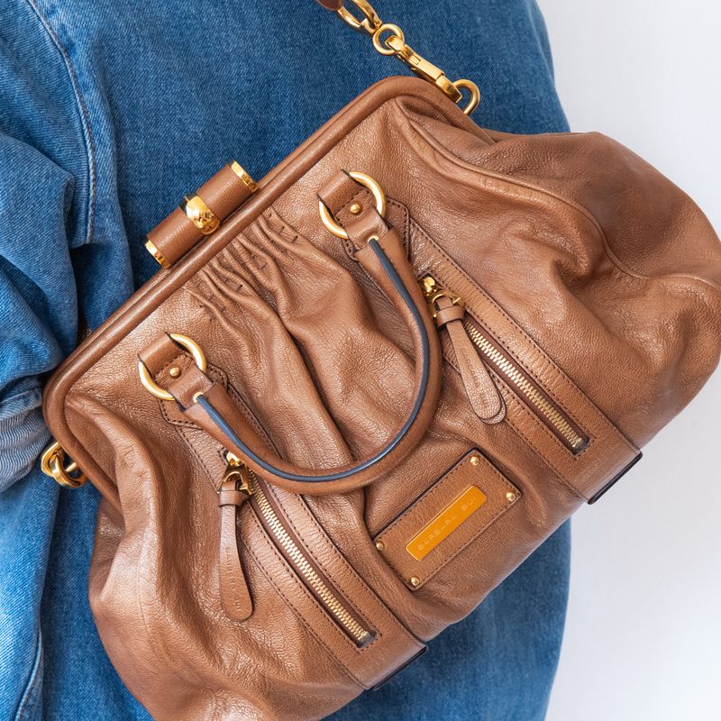 Brown metallic handbag