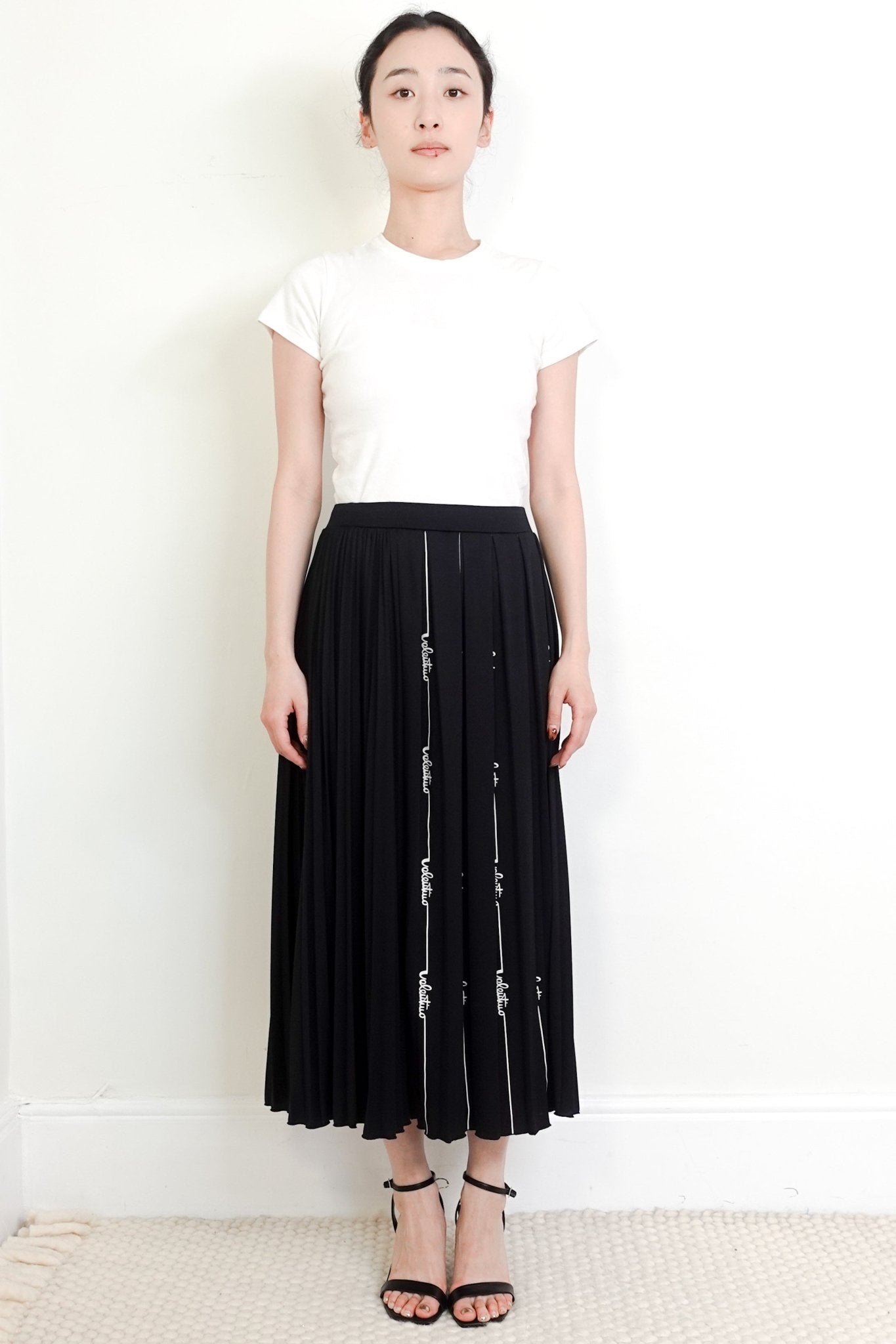 Valentino Black Pleated Logo Skirt RRP £1200 | Authentic Preloved - Reloved Again