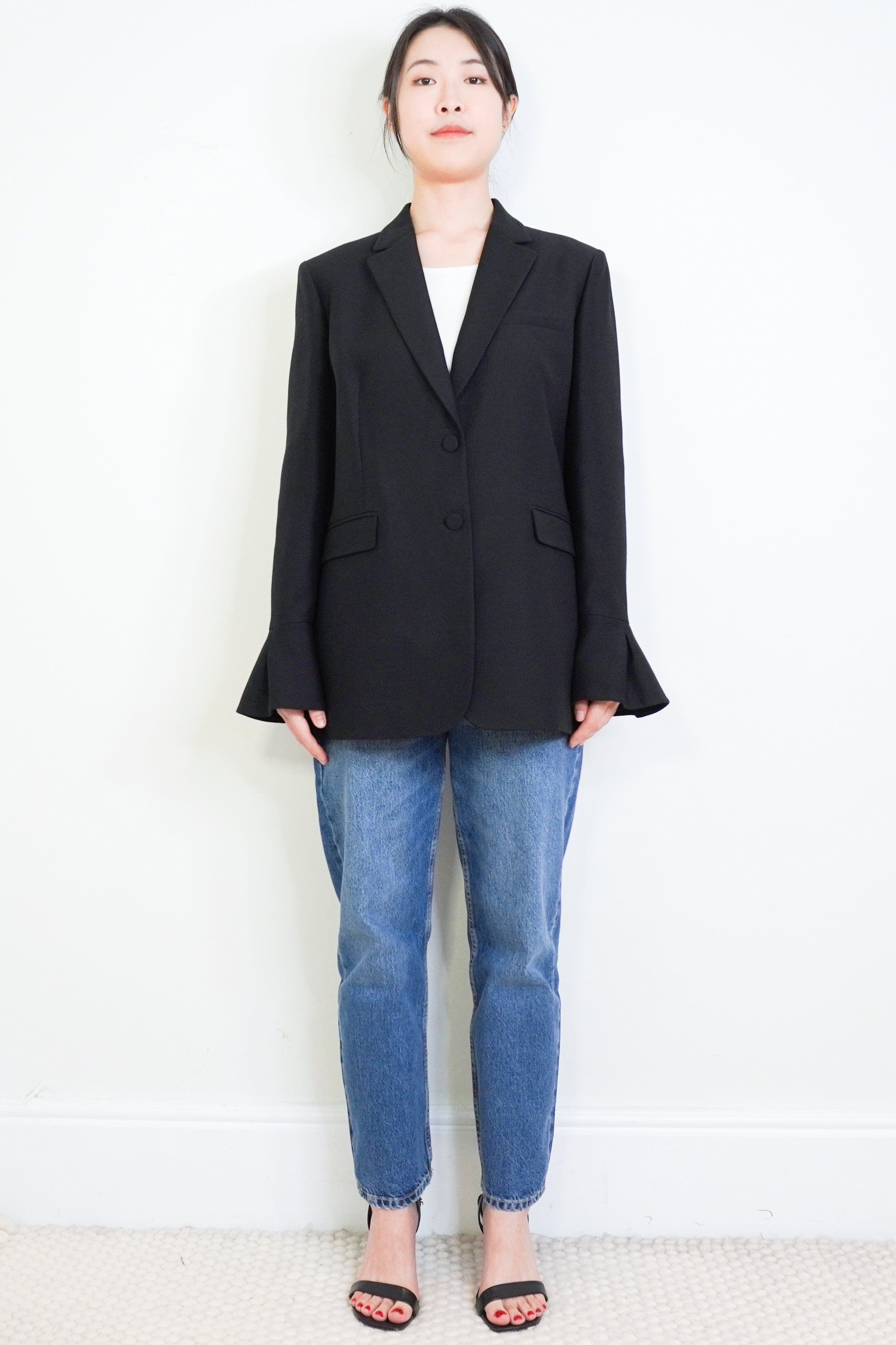 Valentino-Black-Single-Breasted-Blazer-front-picture-Chelsea-London