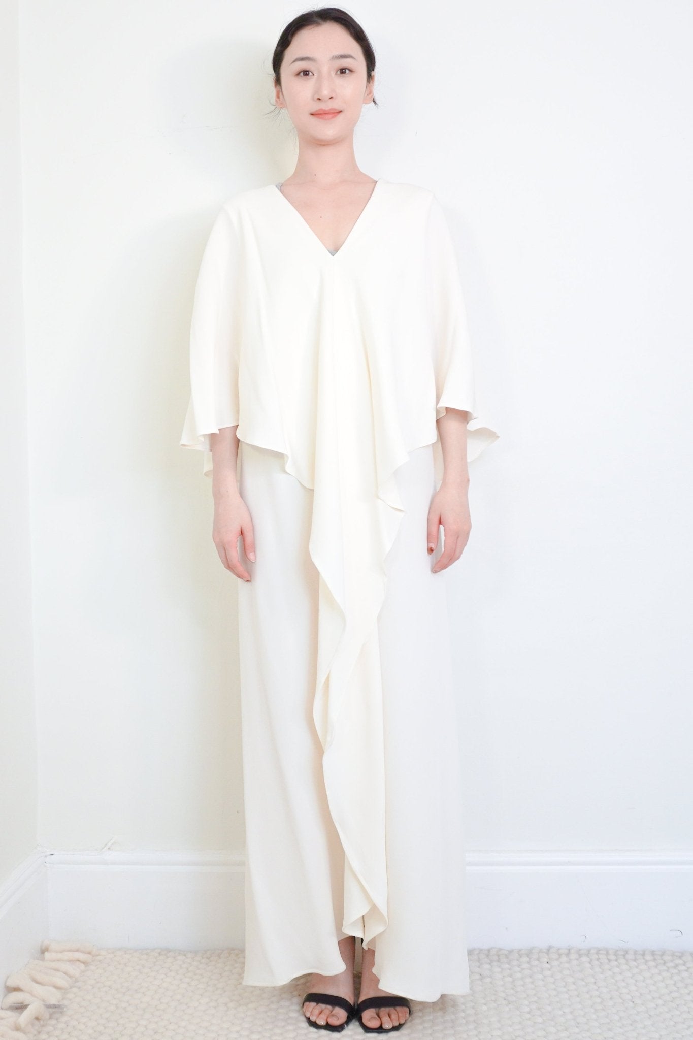 Valentino Cream Silk Cape Dress RRP £2200 | Authentic Preloved - Reloved Again