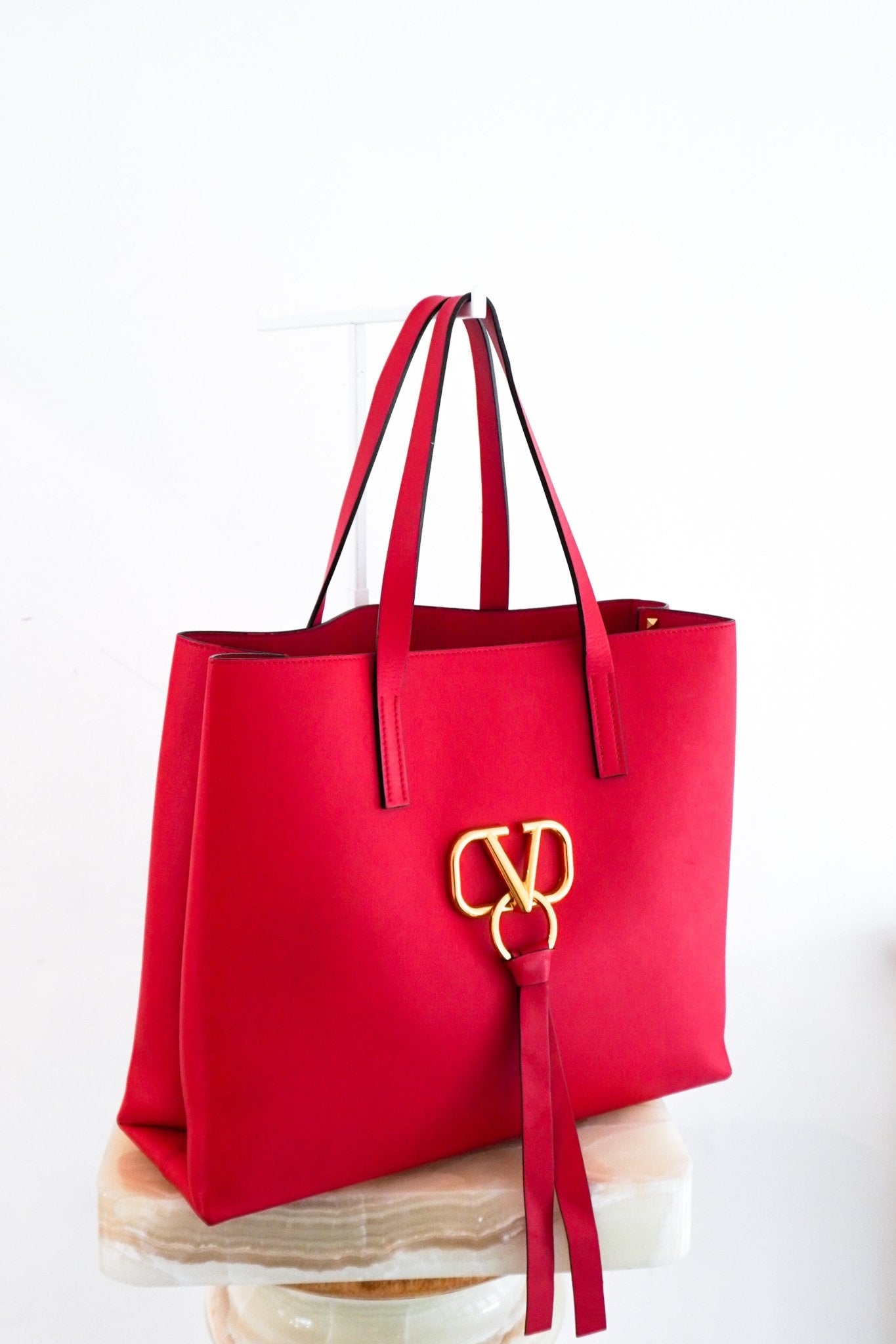 Valentino Large V Ring Tote in Red RRP £1700 | Authentic Preloved - Reloved Again