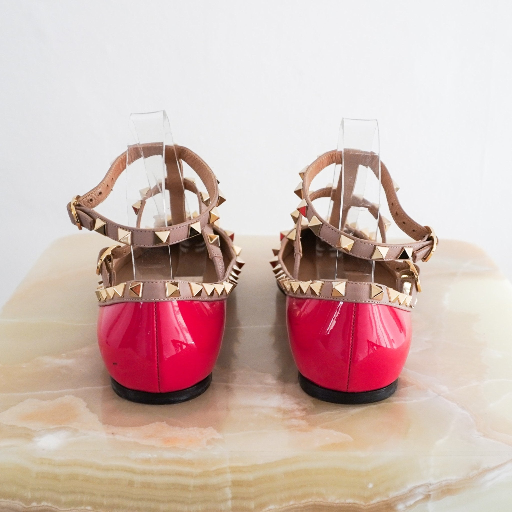 Valentino Rockstud Flats in Deep Fuxia RRP £585 | Authentic Preloved - Reloved Again