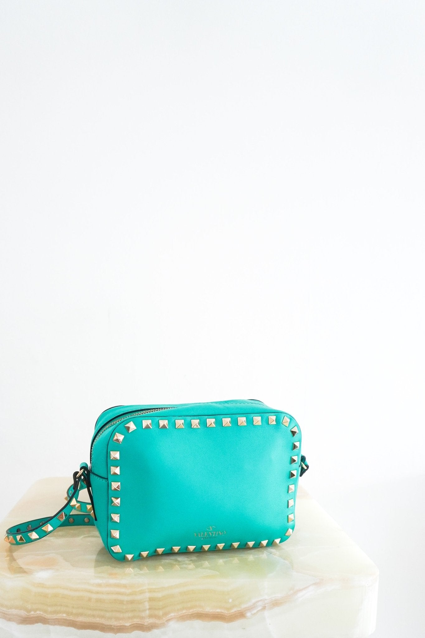 Valentino Turquoise Small Rockstud Crossbody Bag RRP £900 | Authentic Preloved - Reloved Again