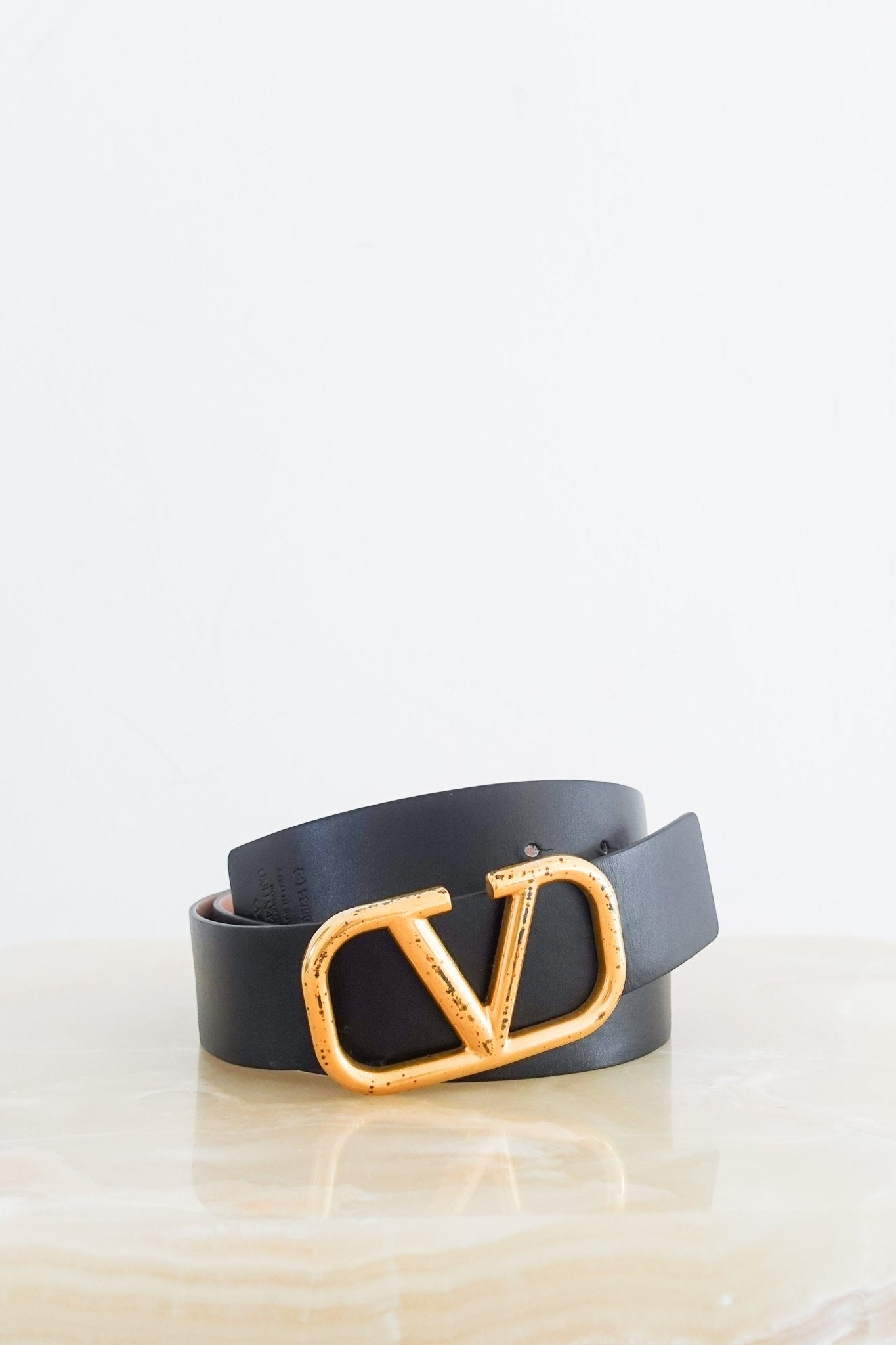 Valentino V Logo Black Belt RRP £350 | Authentic Preloved - Reloved Again