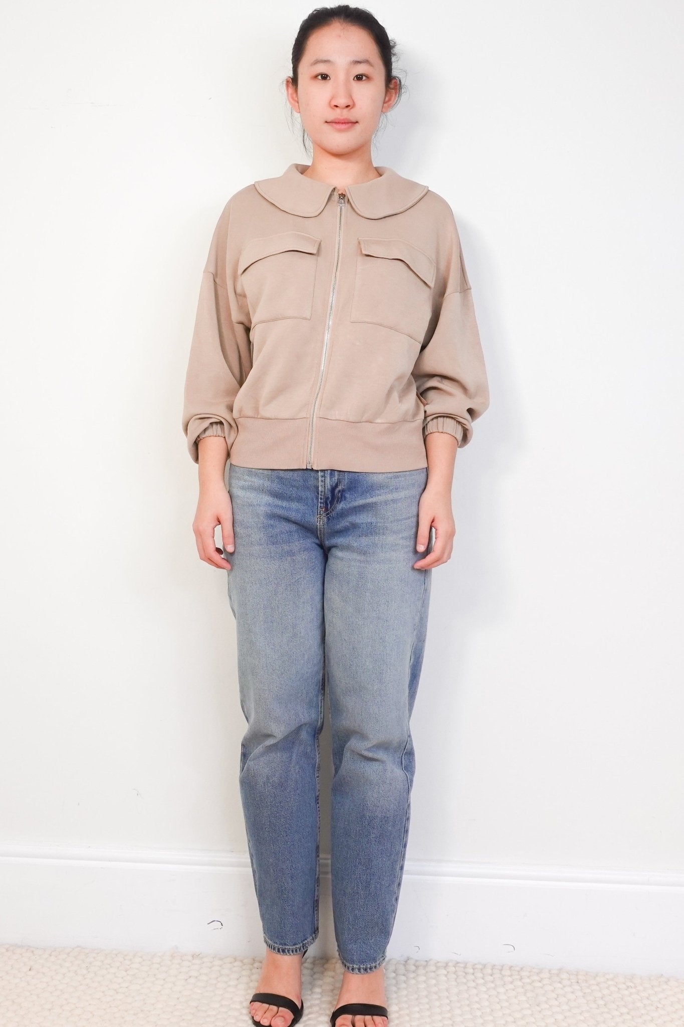 Varley DoubleSoft Beige Lisburn Zip Through Sweatshirt RRP £120 | Authentic Preloved - Reloved Again