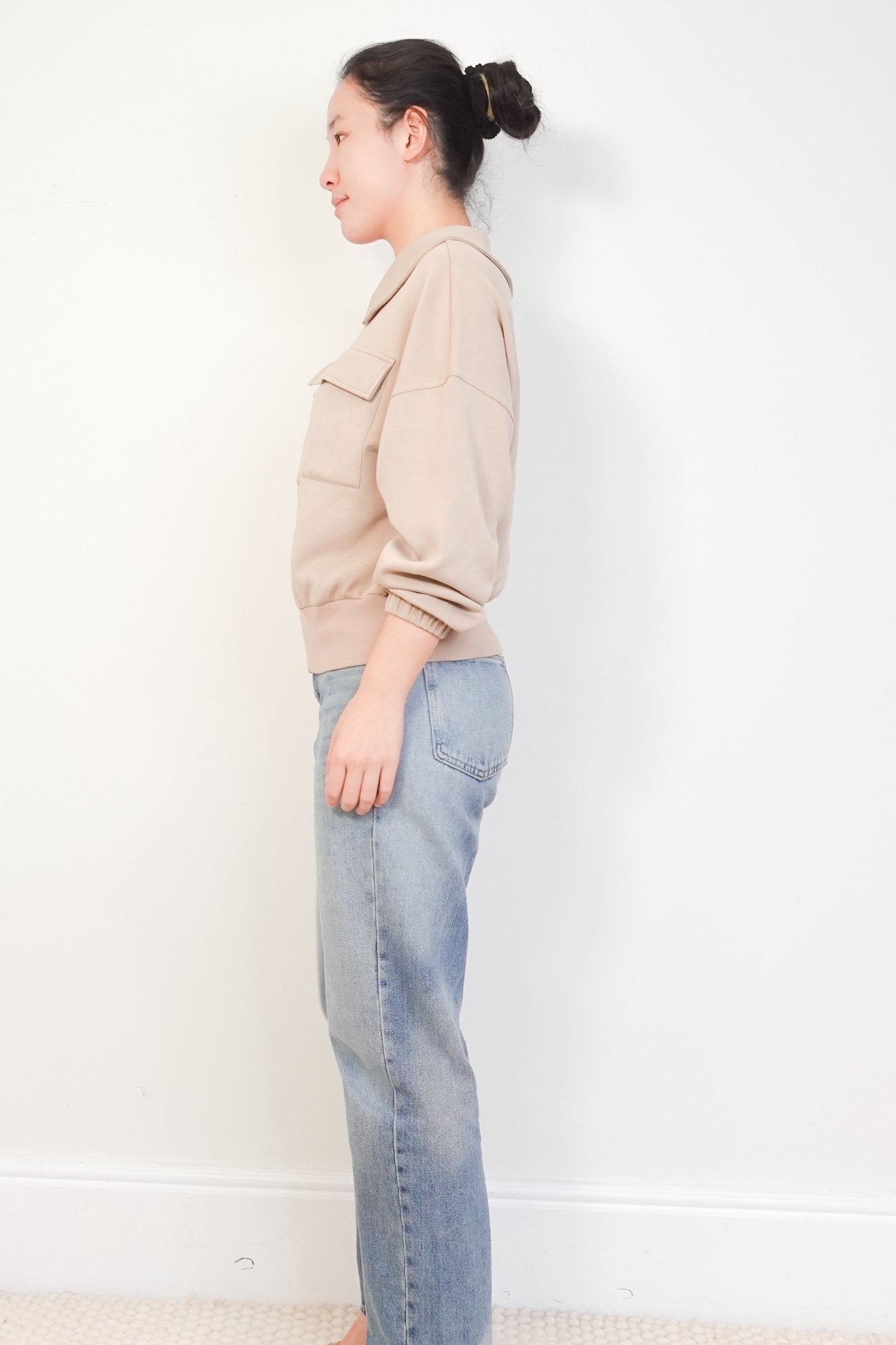 Varley DoubleSoft Beige Lisburn Zip Through Sweatshirt RRP £120 | Authentic Preloved - Reloved Again