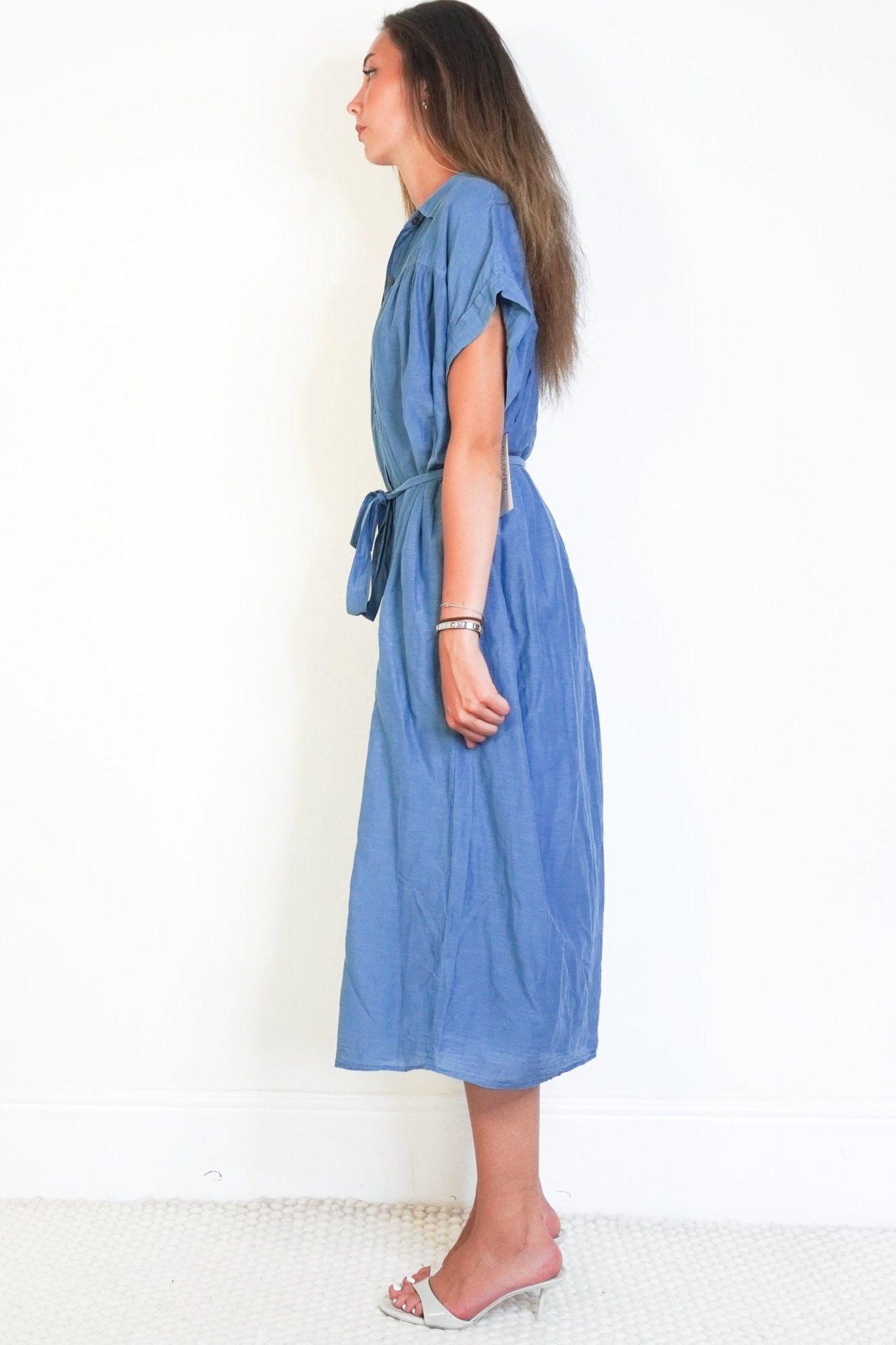 NEW Velvet by Graham & Spencer Blue Cotton N& Silk Dress (RRP £400) | Authentic Preloved - Reloved Again