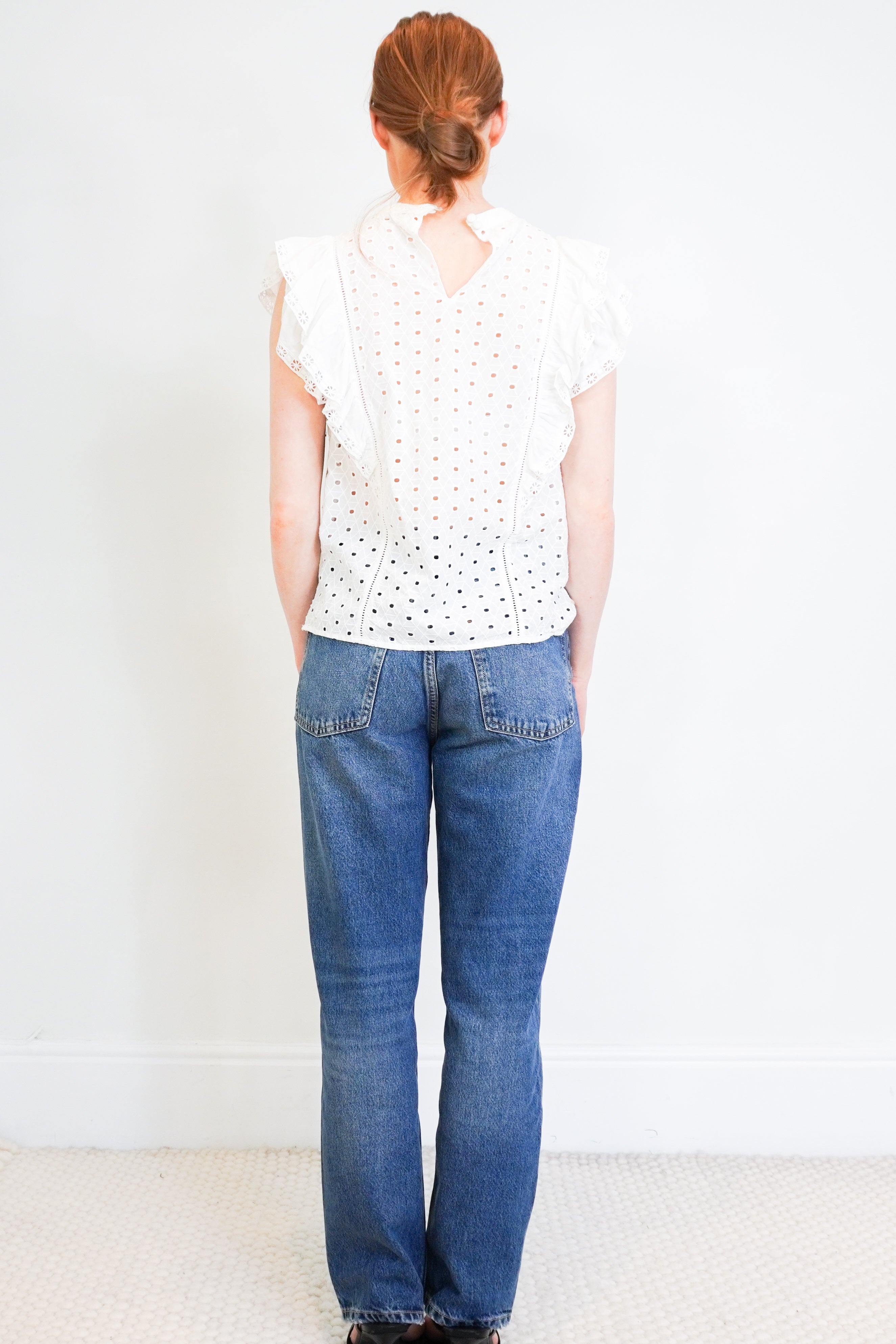Veronica-Beard-White-Eyelet-Cotton-Top-back-picture-Chelsea-London