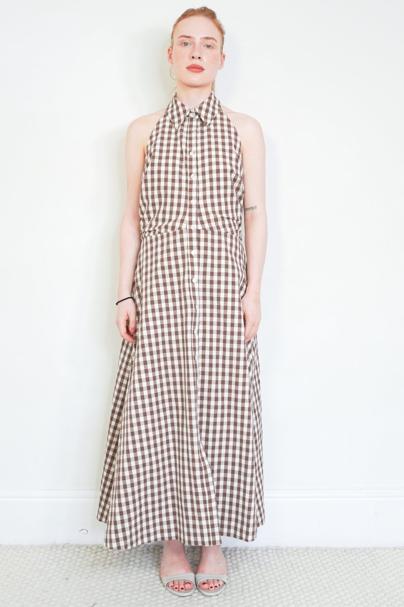 NEW Veronica Beard Brown Gingham Seersucker Midi Dress (RRP £540) | Authentic Preloved - Reloved Again