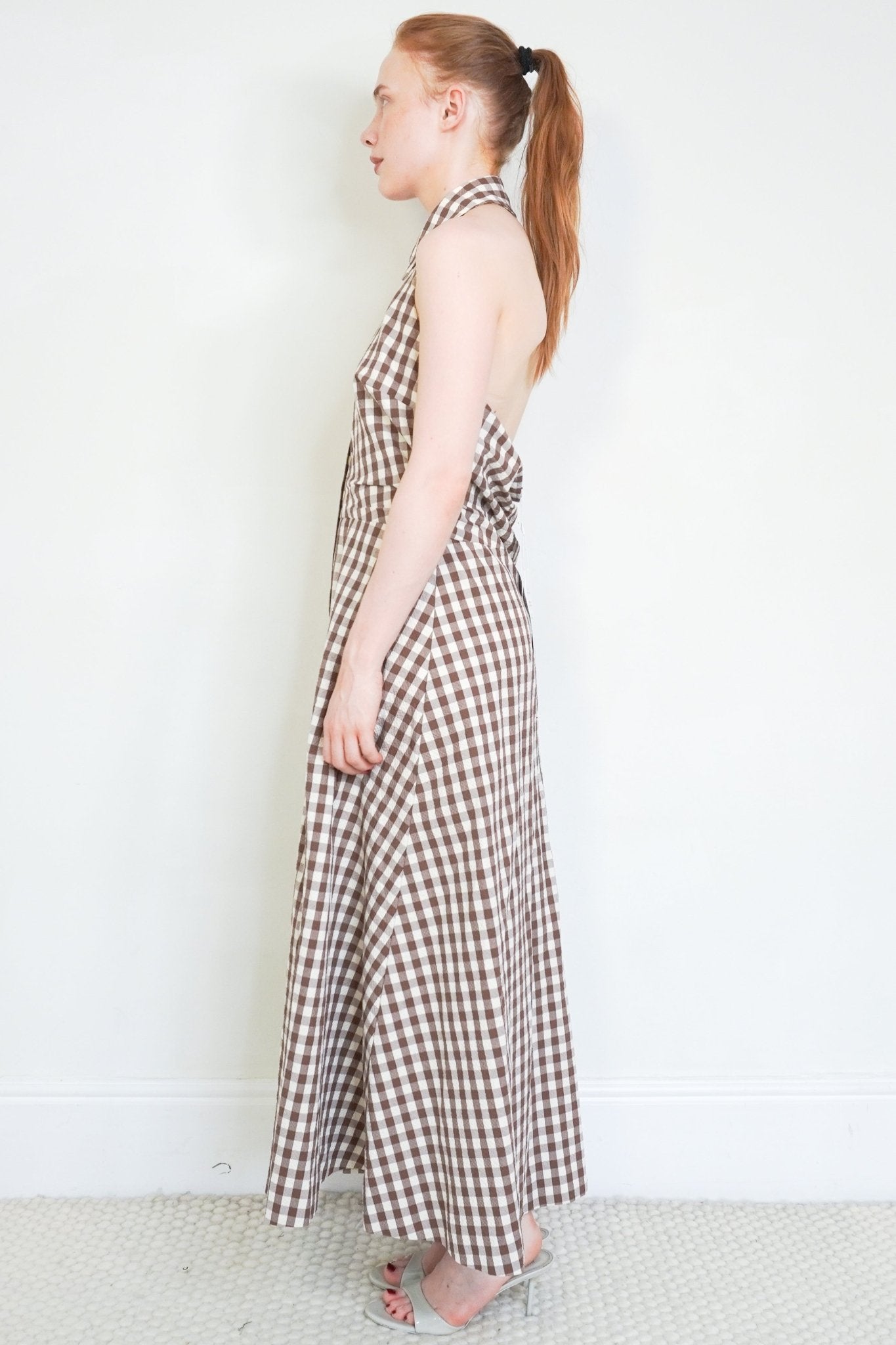 NEW Veronica Beard Brown Gingham Seersucker Midi Dress (RRP £540) | Authentic Preloved - Reloved Again
