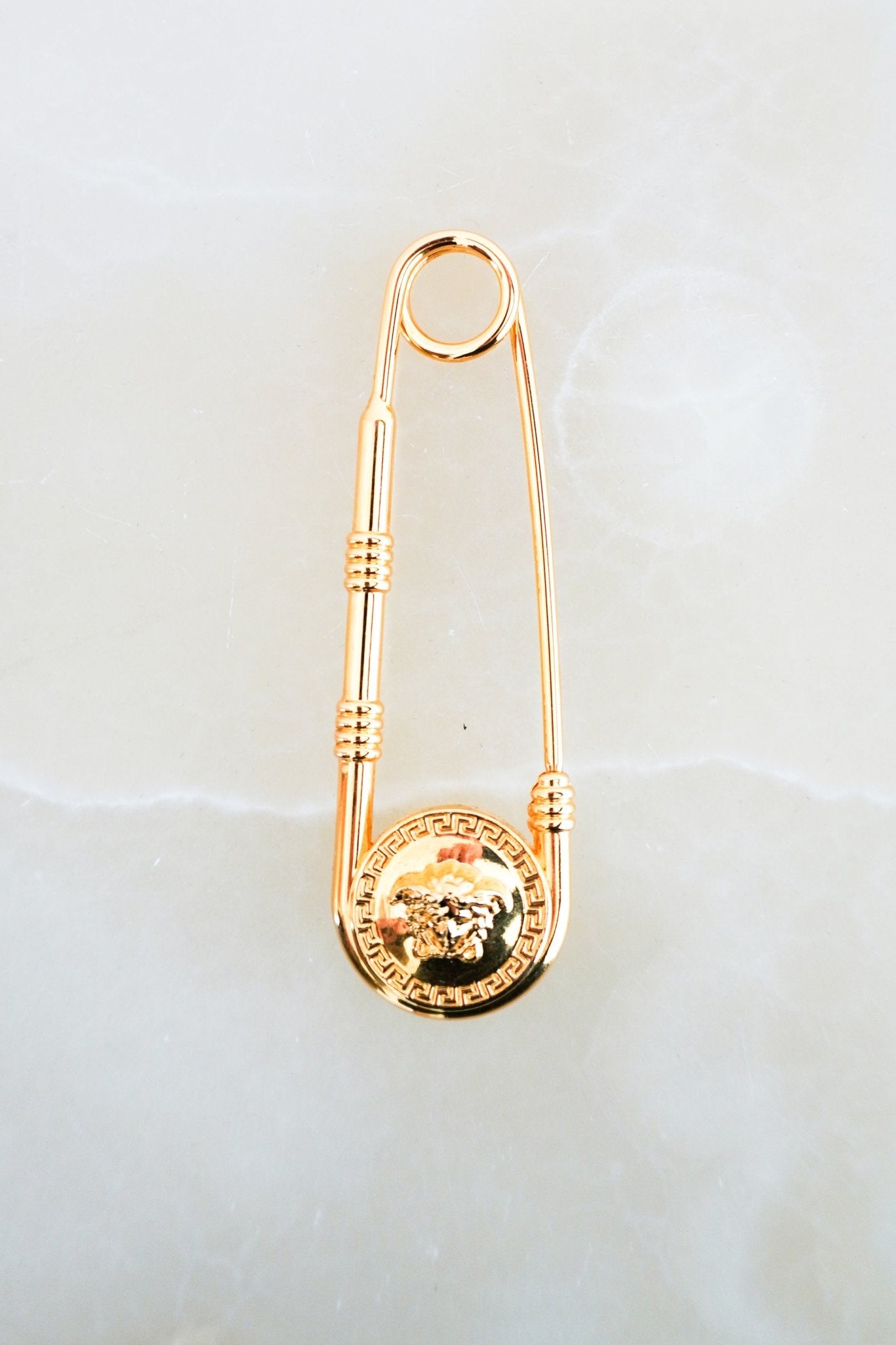 Versace Medusa Safety Pin Brooch in Gold RRP £240 | Authentic Preloved FINAL SALE - Reloved Again