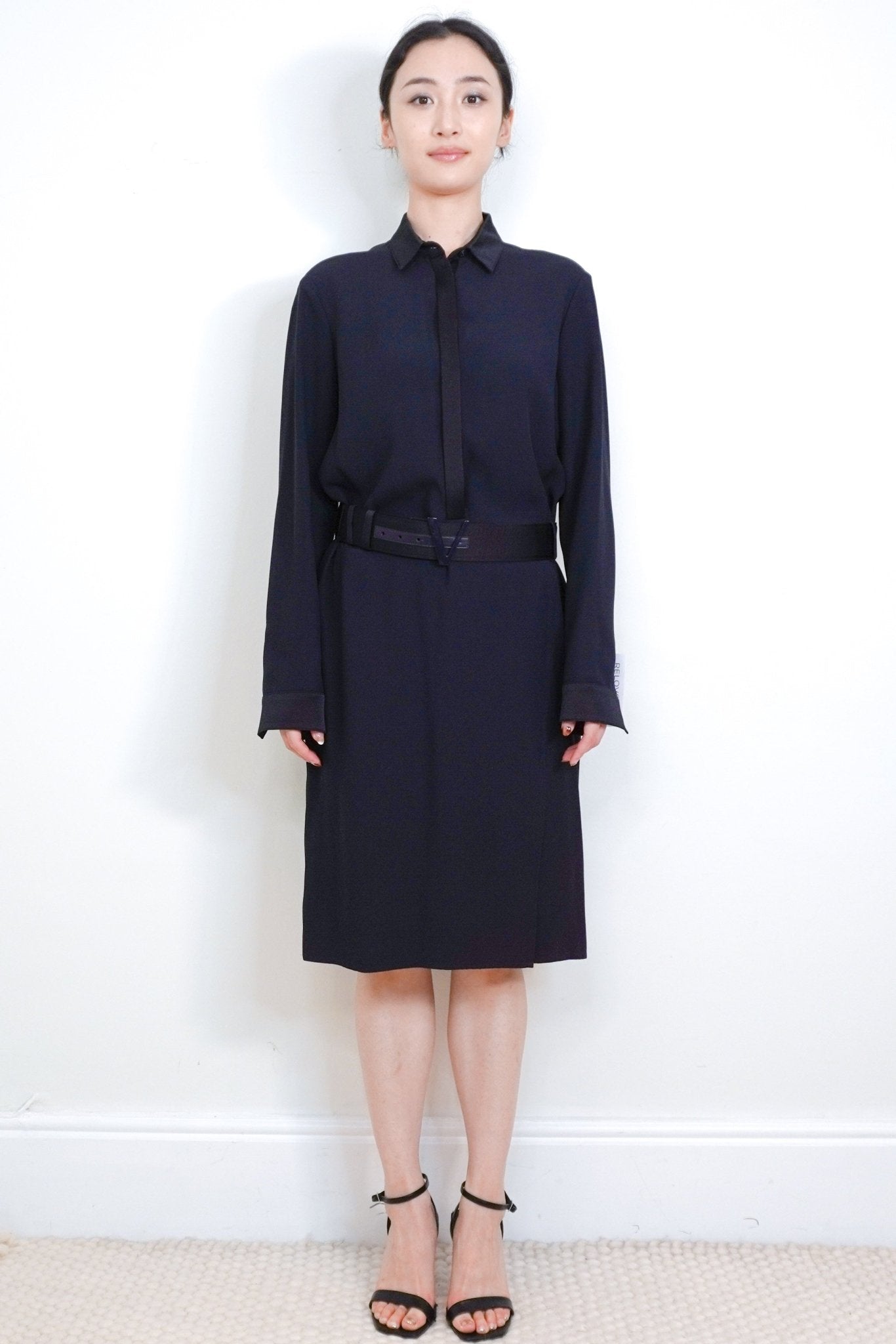 Versace Navy Belted Midi Dress RRP £2.5K | Authentic Preloved - Reloved Again