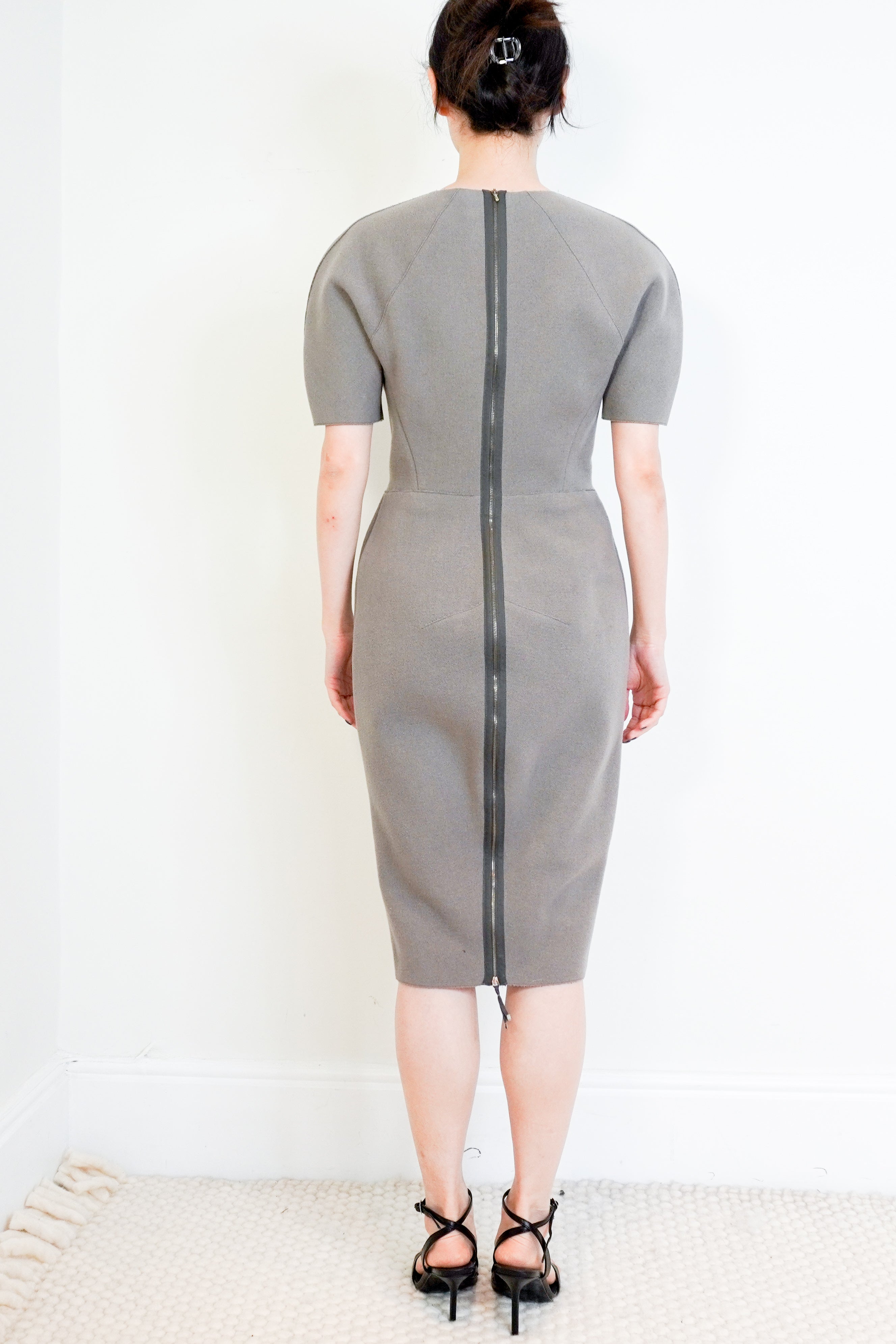 Victoria-Beckham-Grey-Wool-Dress-back-picture-Chelsea-London
