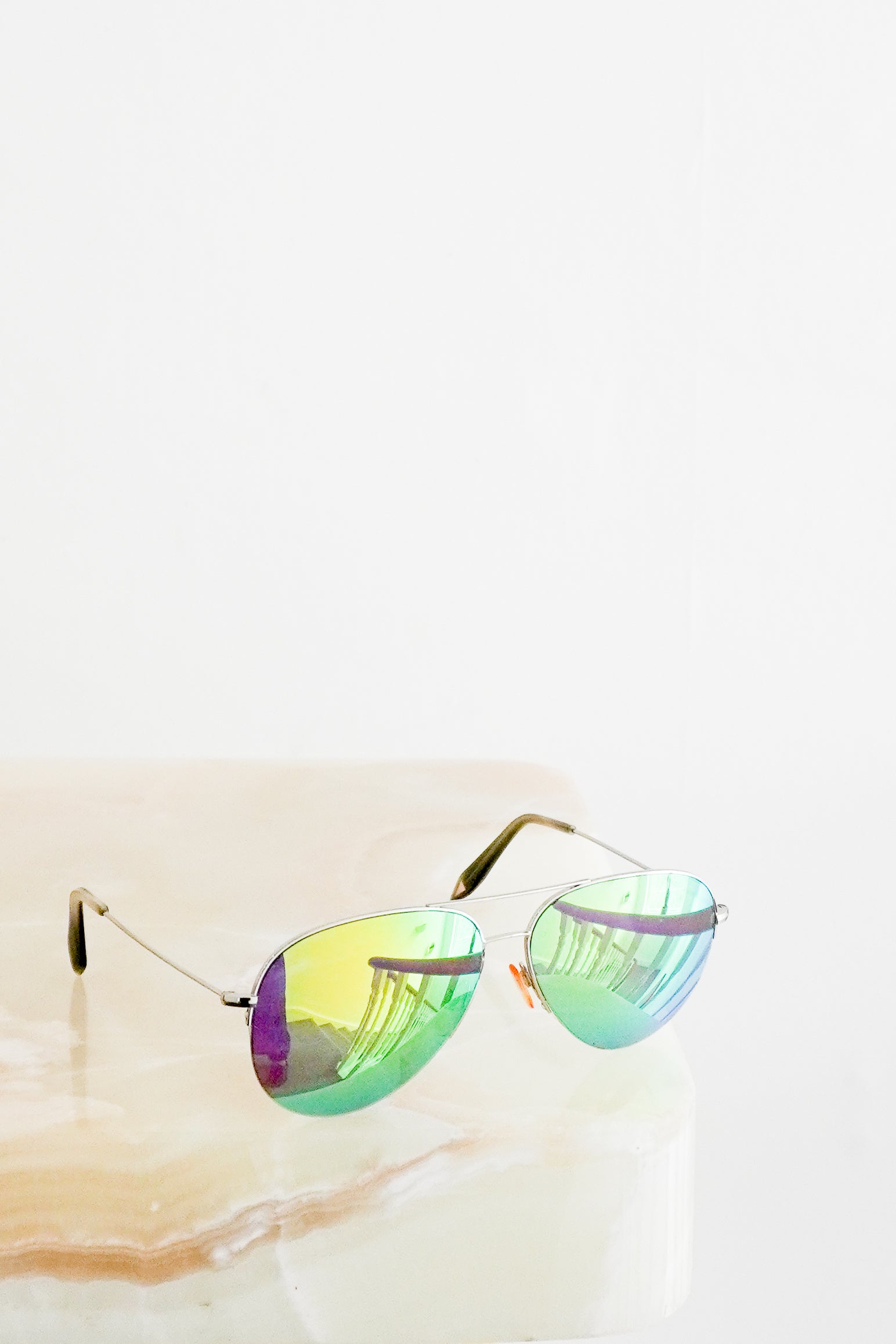 Victoria Beckham Green Mirrored Aviator Sunglasses front photo chelsea london