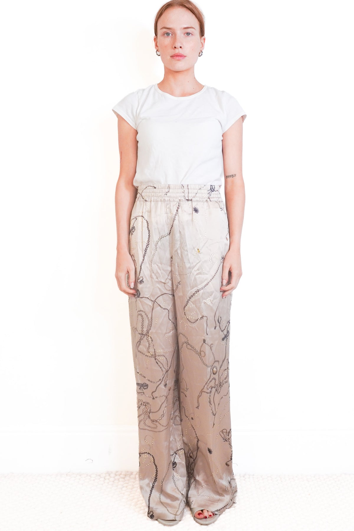 Victoria Beckham Silk Patterned Trousers Front