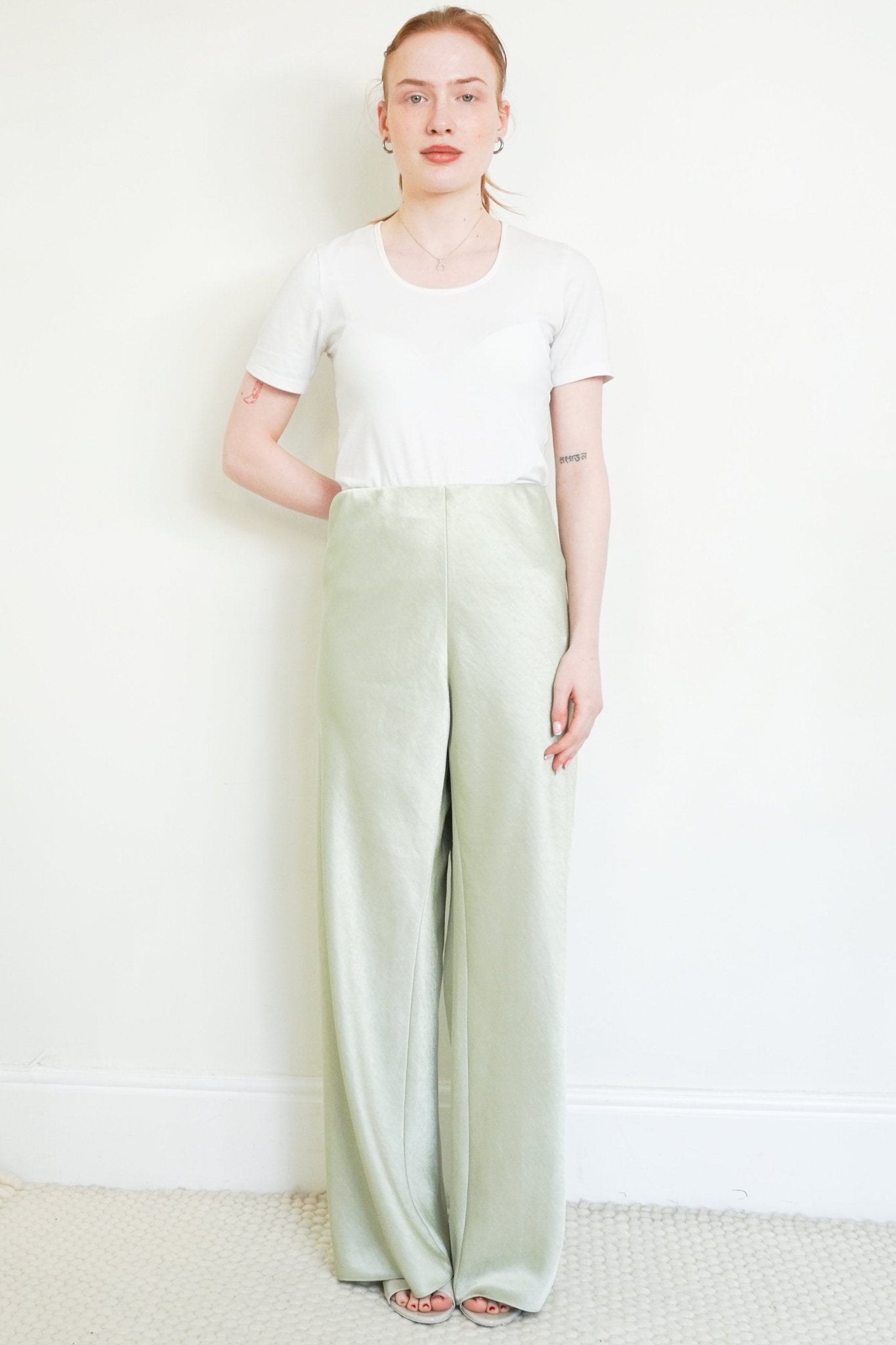 Vince Sage Green Satin Trousers RRP £300 | Authentic Preloved - Reloved Again