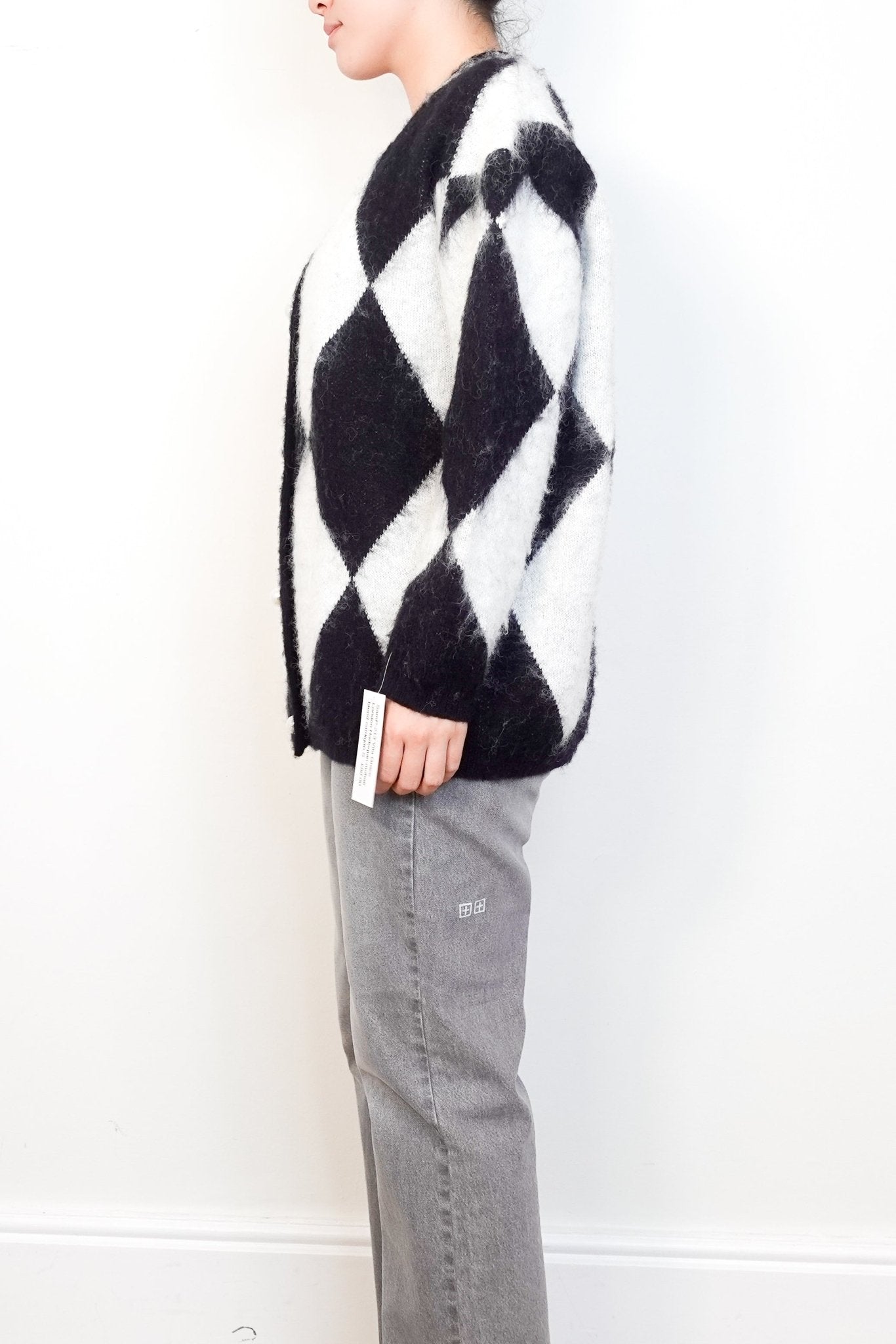 Vita Grace London Monochrome Harlequin Mohair Blend Cardigan RRP £200 | Authentic Preloved - Reloved Again