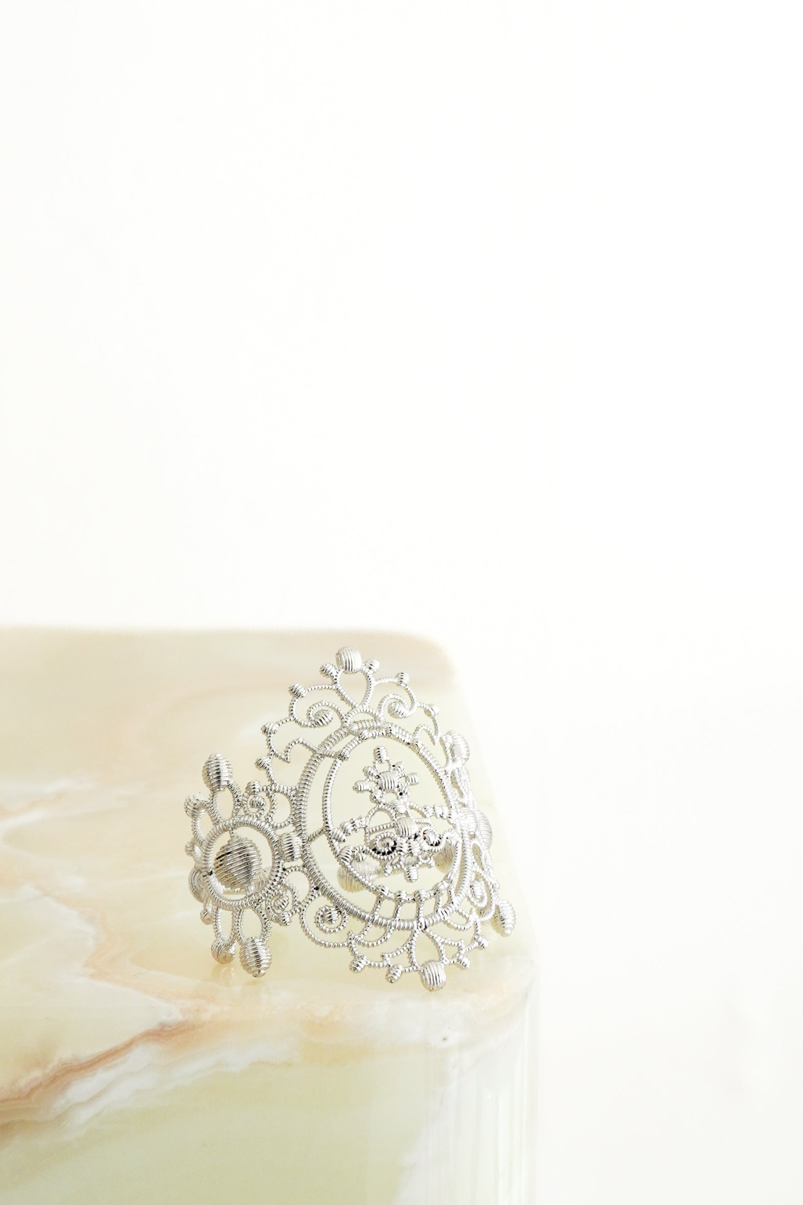 Vivienne Westwood Orb Filigree Silver-Tone Cuff Bracelet front photo chelsea london