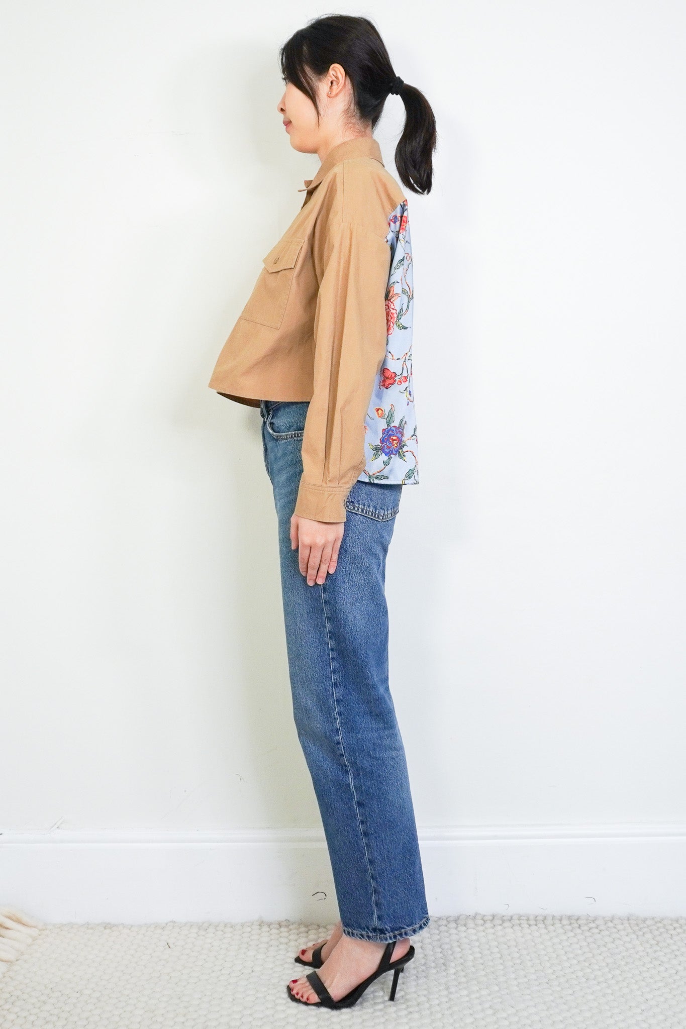 Weekend MaxMara Brown Pocket Shirt with Floral Detailing RRP £280 | Authentic Preloved - Reloved Again