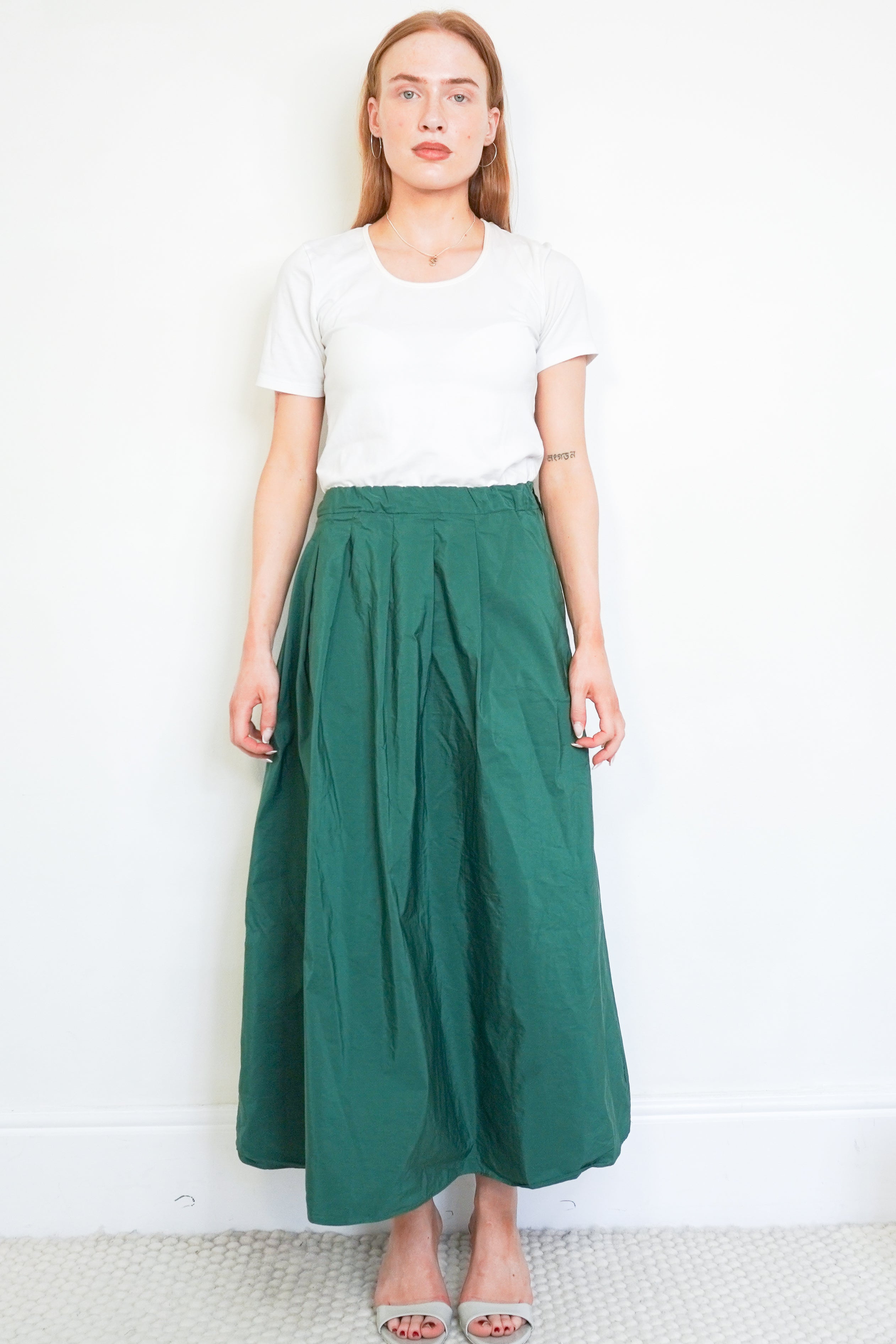 Weekend Max Mara Green Maxi Skirt front photo chelsea london