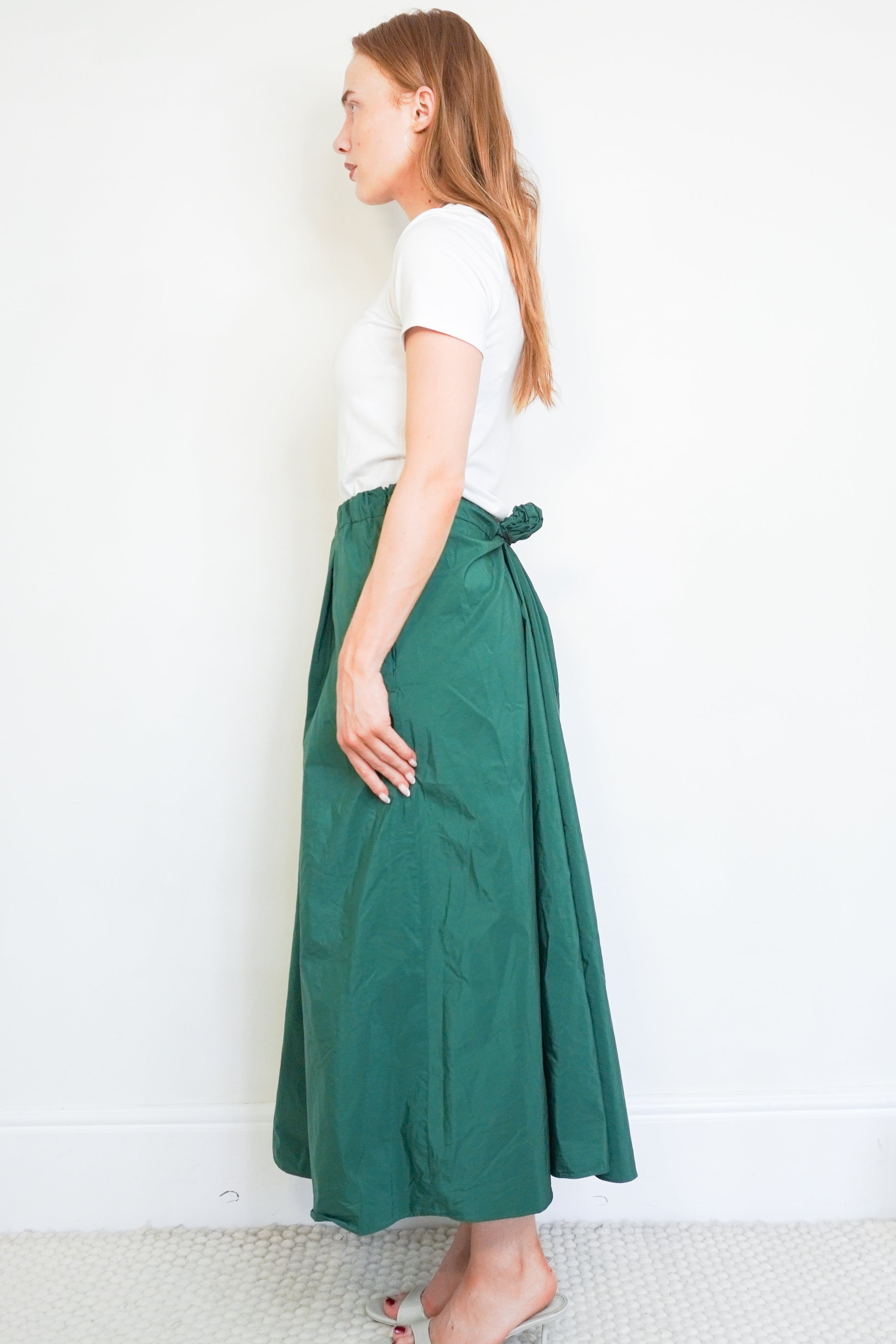 Weekend Max Mara Green Maxi Skirt side photo chelsea london