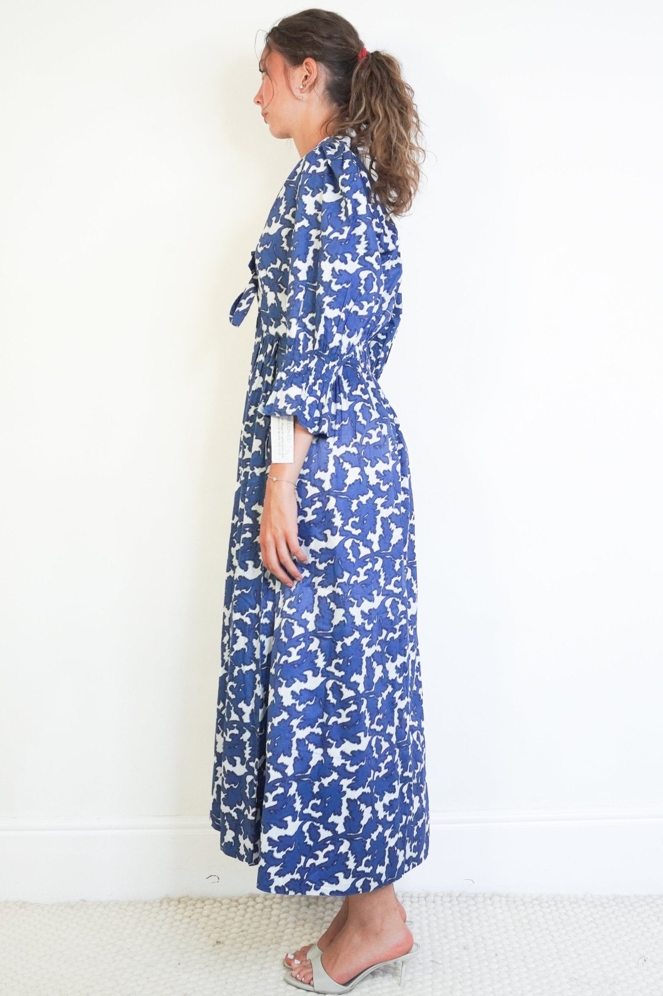 Wiggy Kit Blue and White Floral Bow-Front Maxi Dress (RRP £200) | Authentic Preloved - Reloved Again