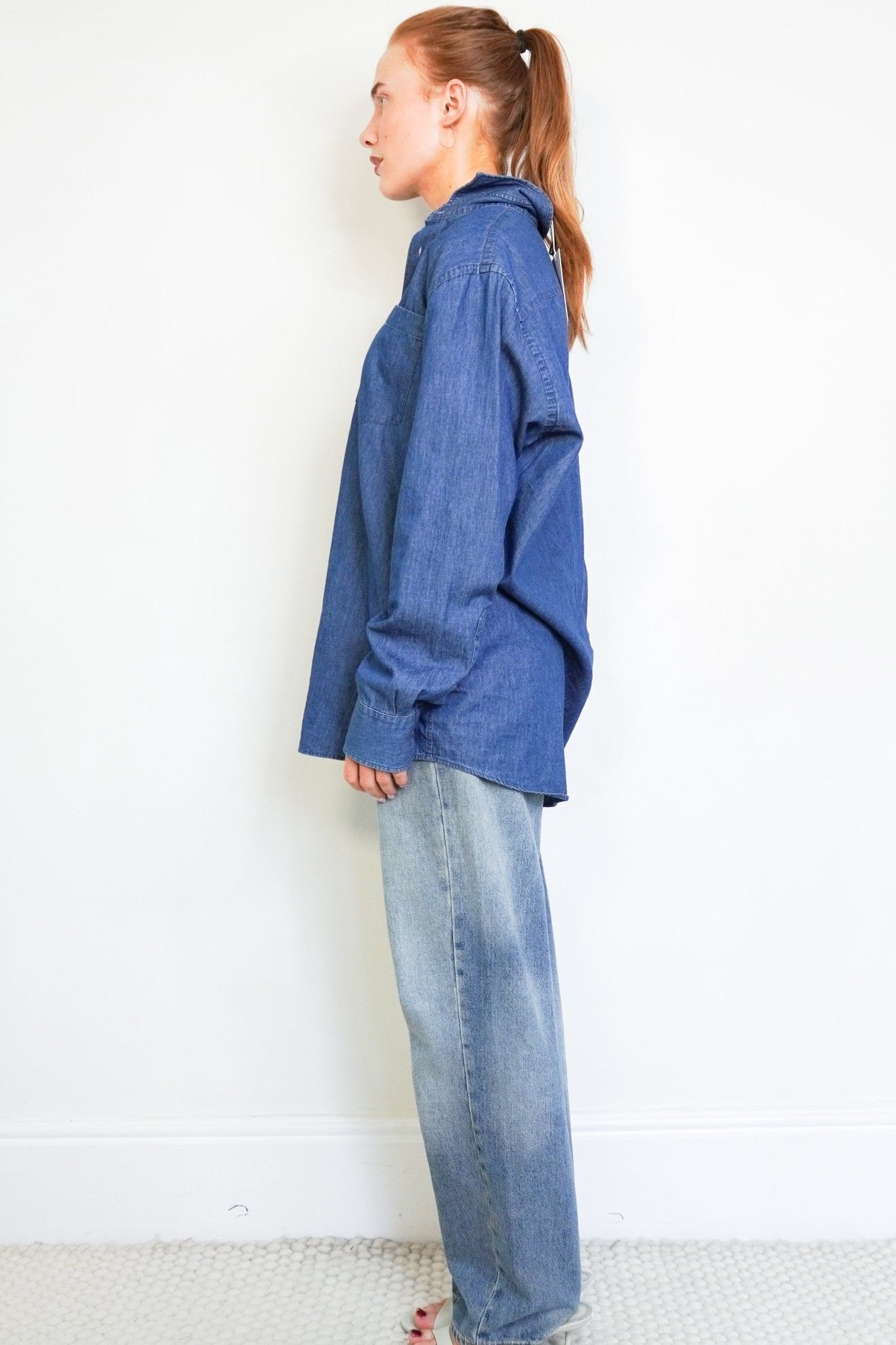 NEW With Nothing Underneath The Oversized Chambray Shirt in Blue (RRP £125) | Authentic Preloved - Reloved Again