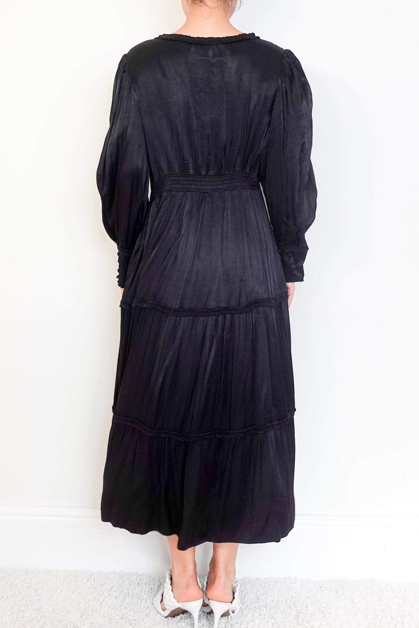 Wyse Black Rosalie Ruffle Maxi Dress RRP £300 | Authentic Preloved