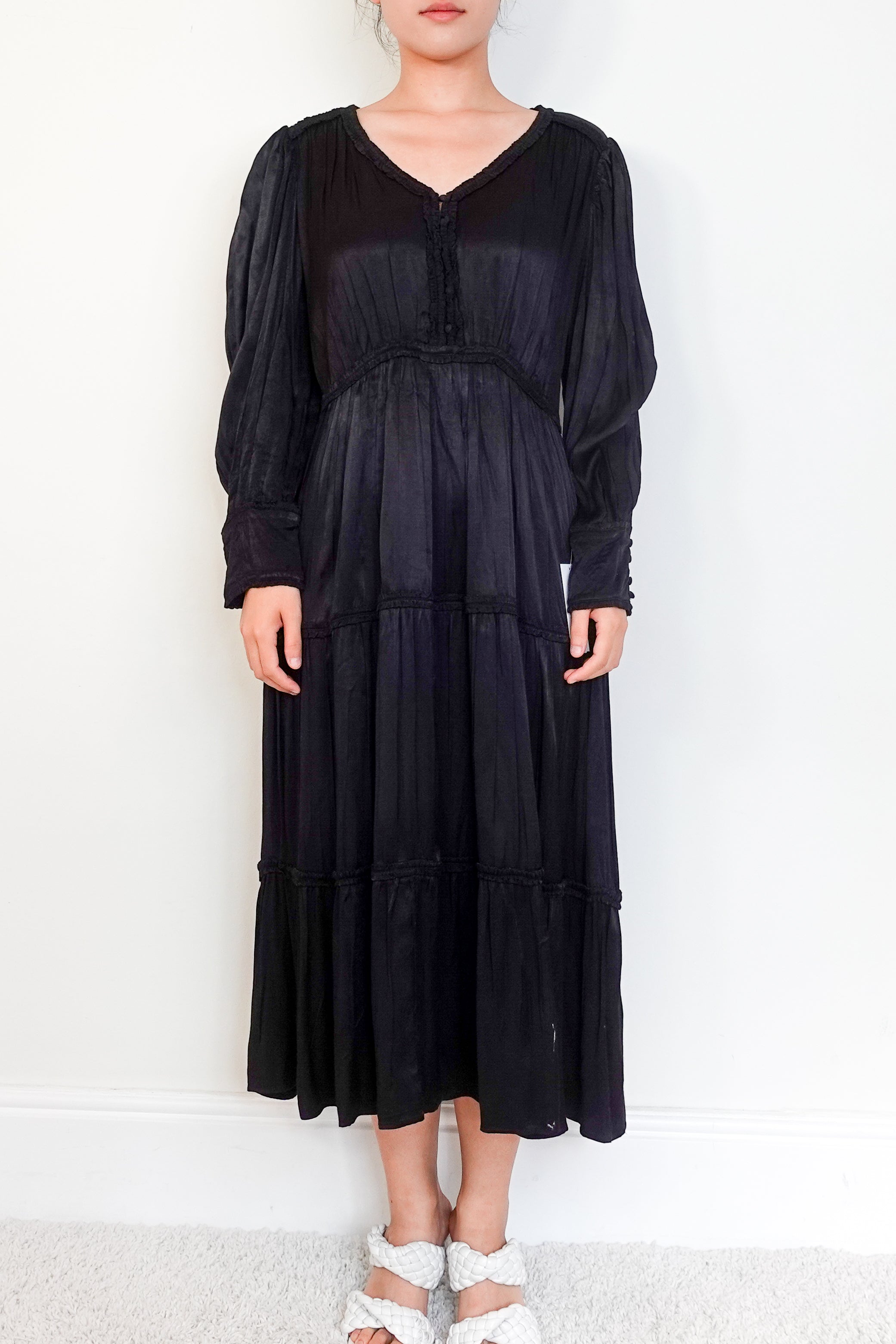 Wyse Black Rosalie Ruffle Maxi Dress RRP £300 | Authentic Preloved