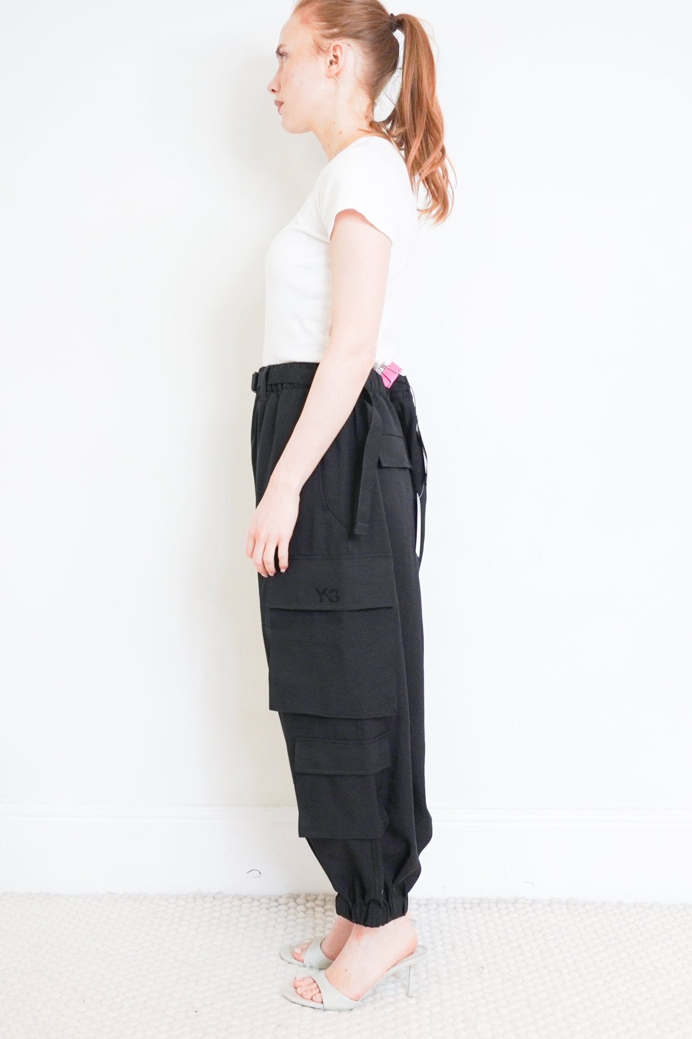 Y3-Black-Cargo-Trousers-side-picture-Chelsea-London