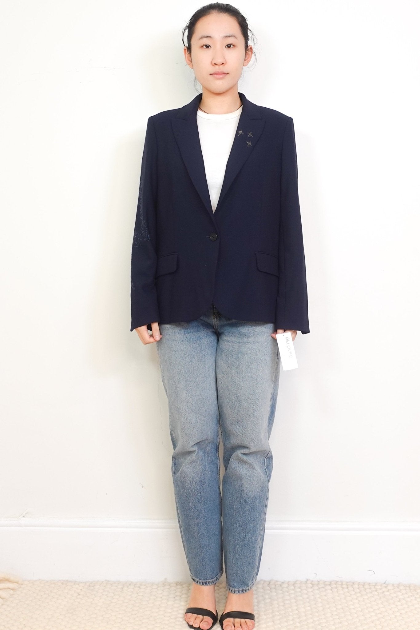 Zadig & Voltaire Navy Embellished Victor Jacket RRP £429 | Authentic Preloved - Reloved Again