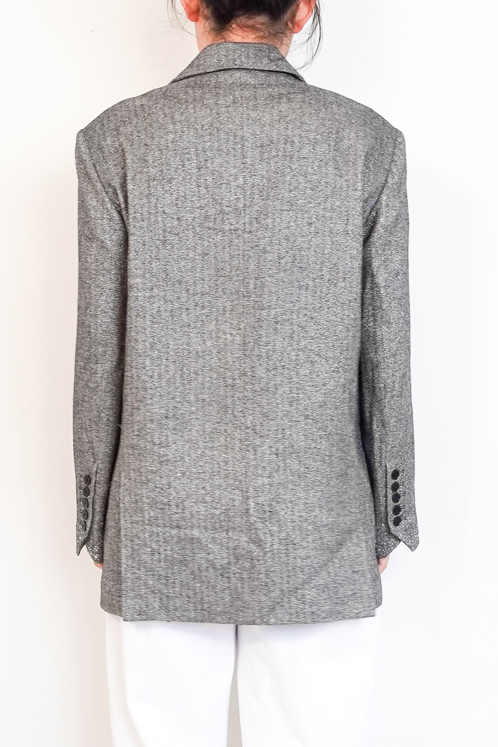 Zadig-&-Voltaire-tweed-evening-blazer-with-silver-threading-back-picture