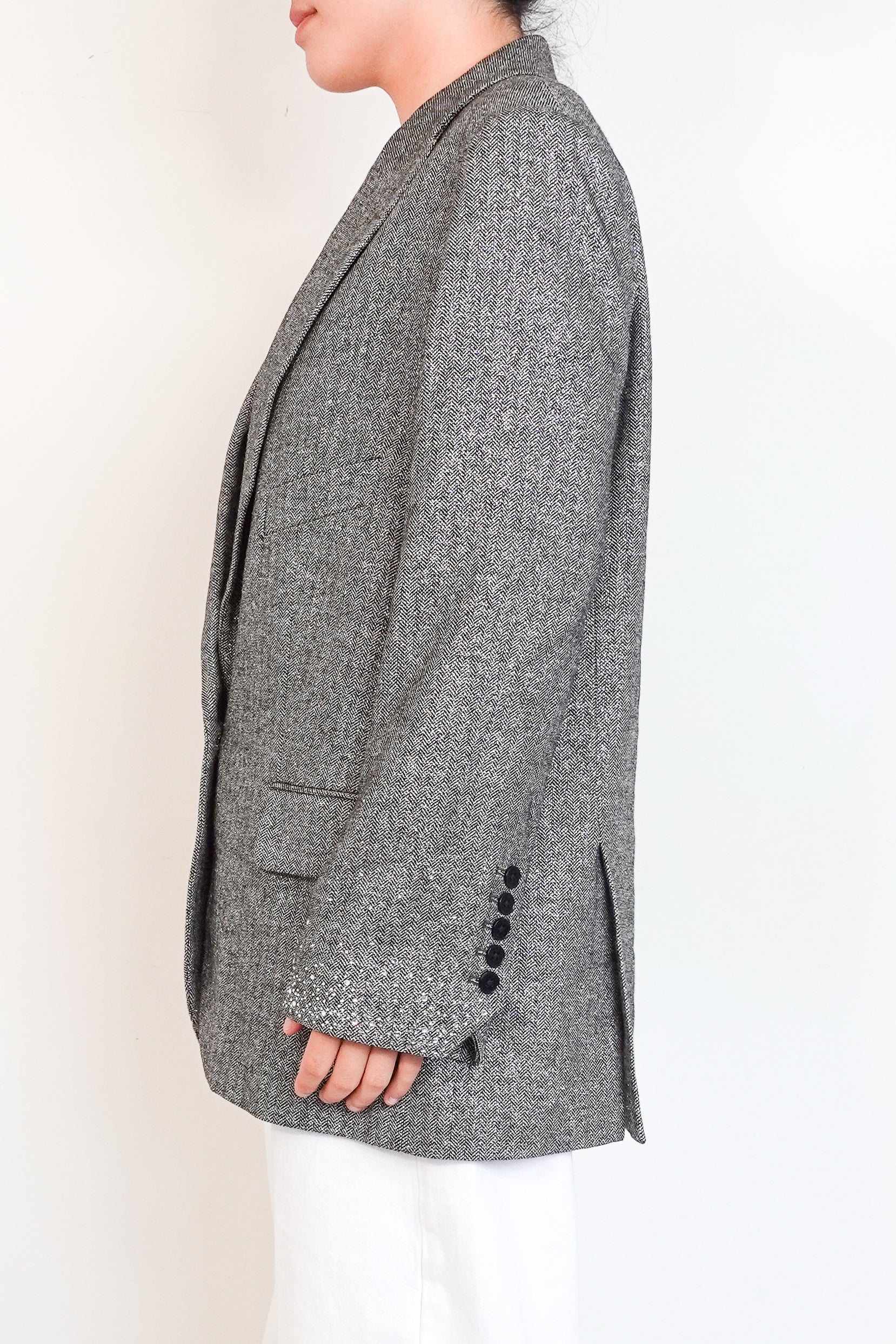 Zadig-&-Voltaire-tweed-evening-blazer-with-silver-threading-side-picture