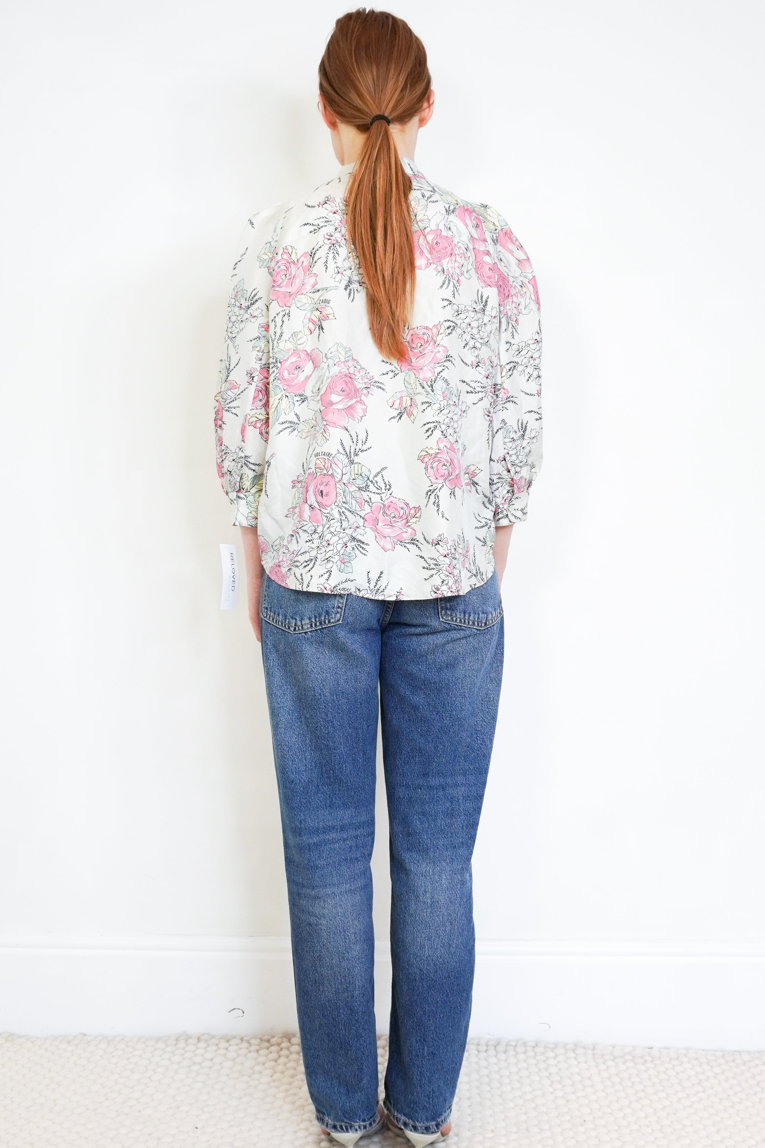 Zadig & Voltaire Cream Touch Twill Roses Blouse back photo chelsea london