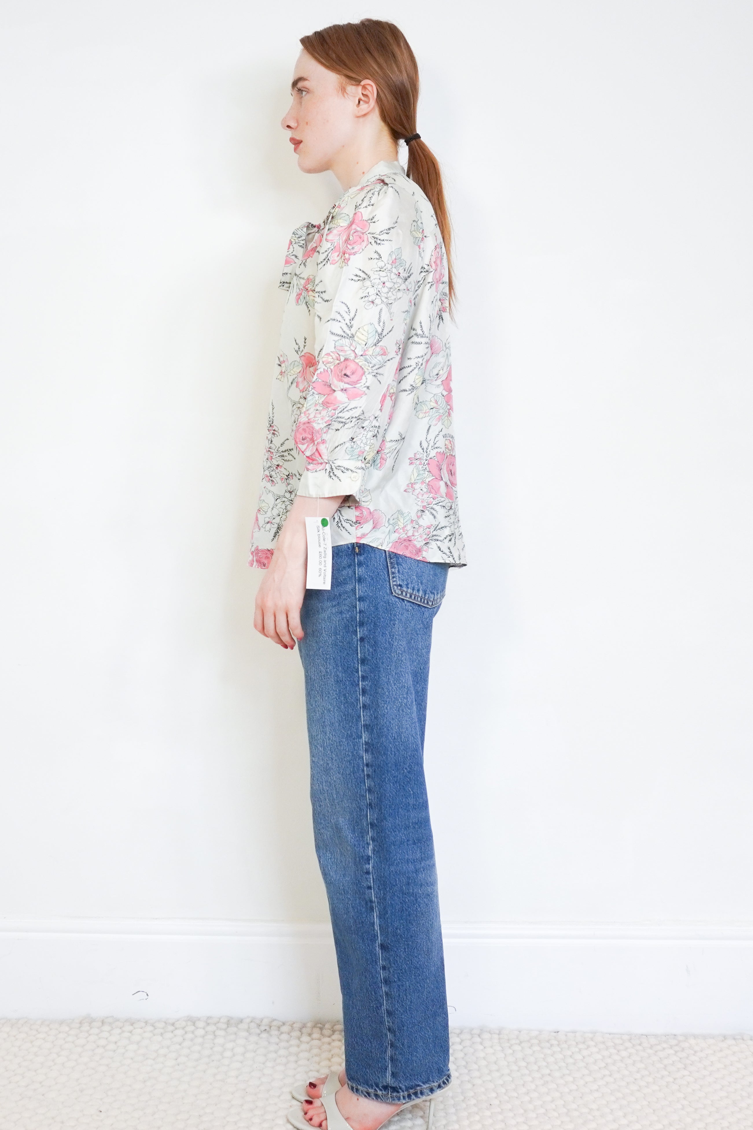 Zadig & Voltaire Cream Touch Twill Roses Blouse side photo chelsea london