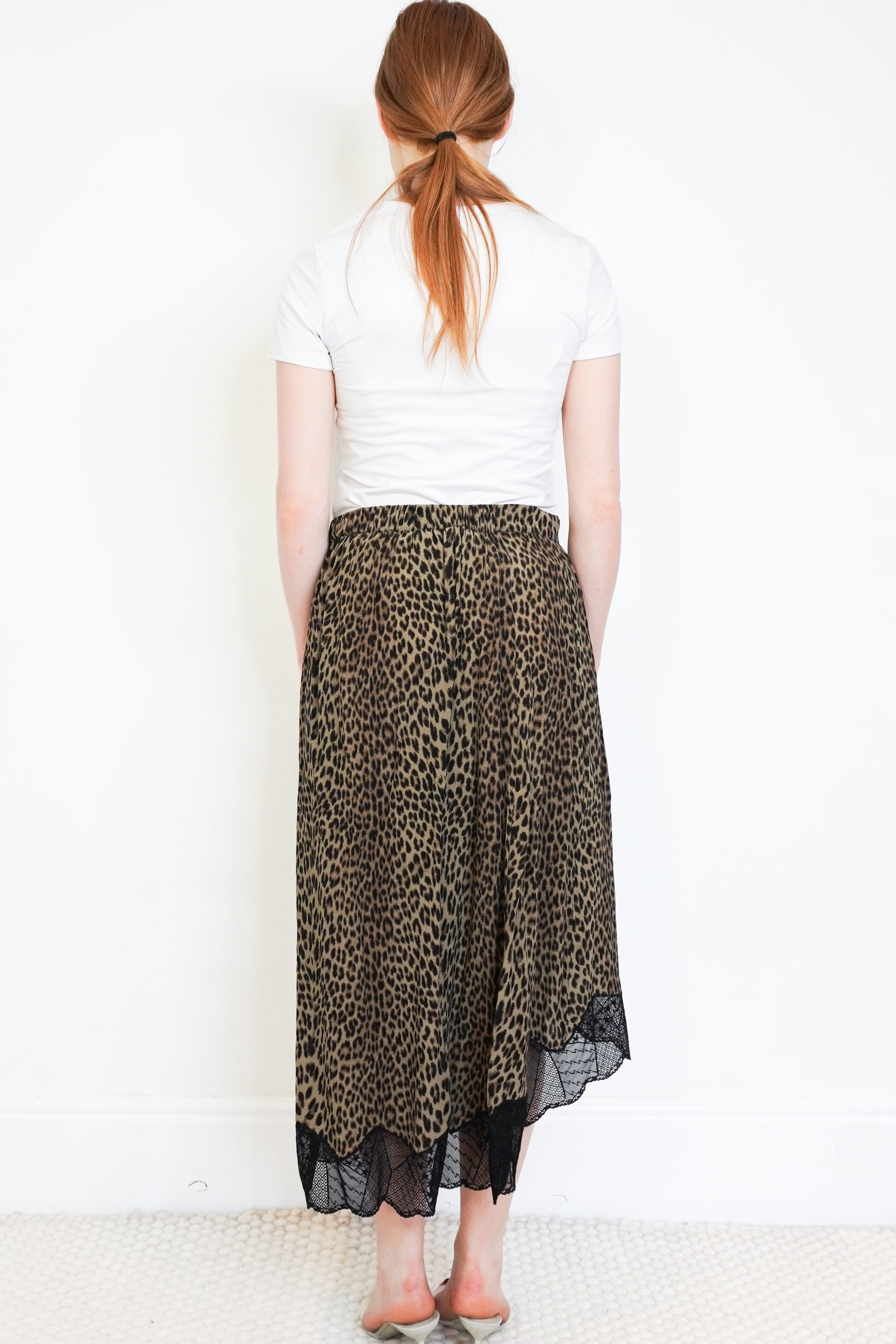 Zadig & Voltaire Leopard Print Chiffon Skirt back photo chelsea london