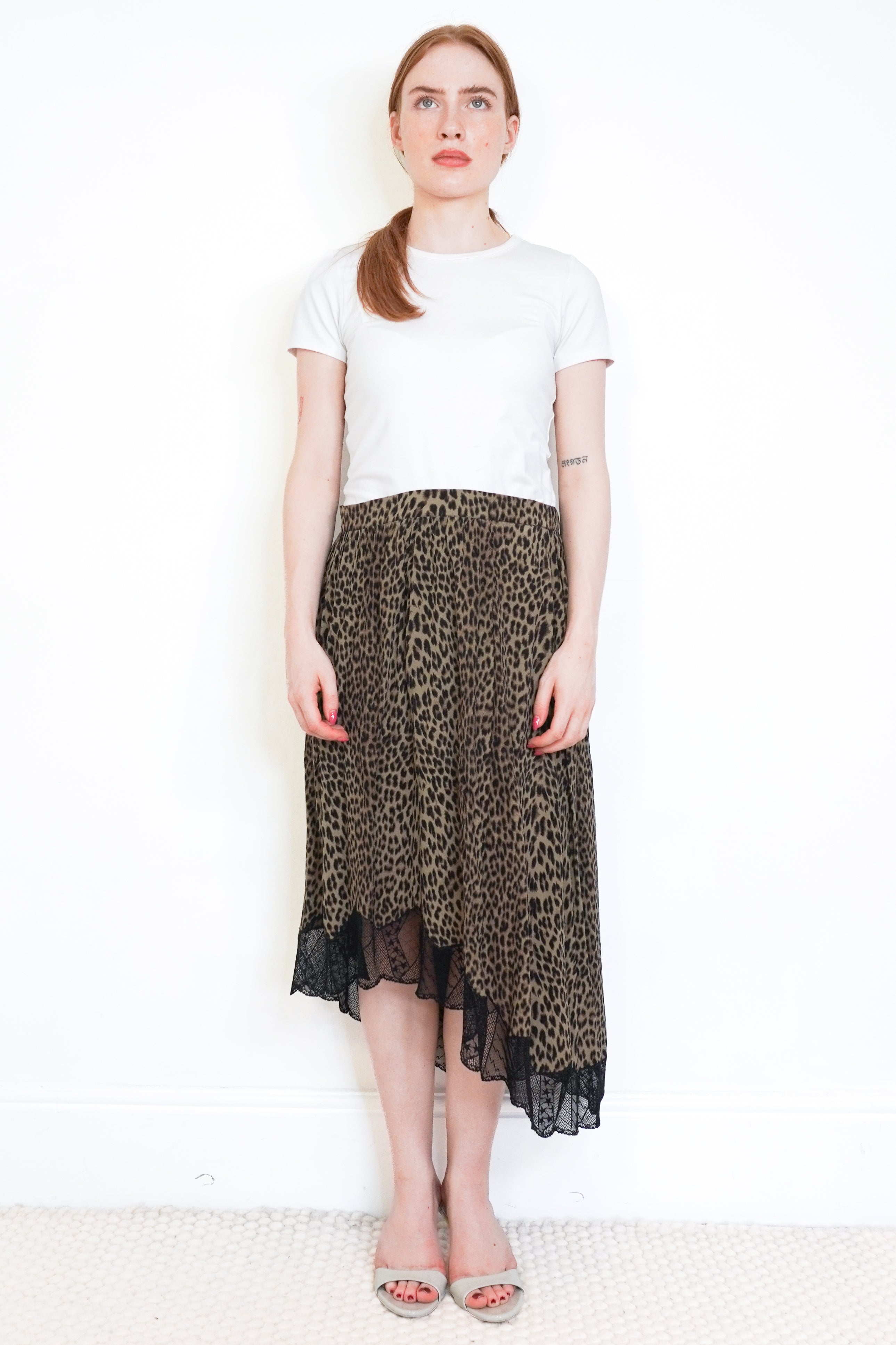 Zadig & Voltaire Leopard Print Chiffon Skirt front photo chelsea london