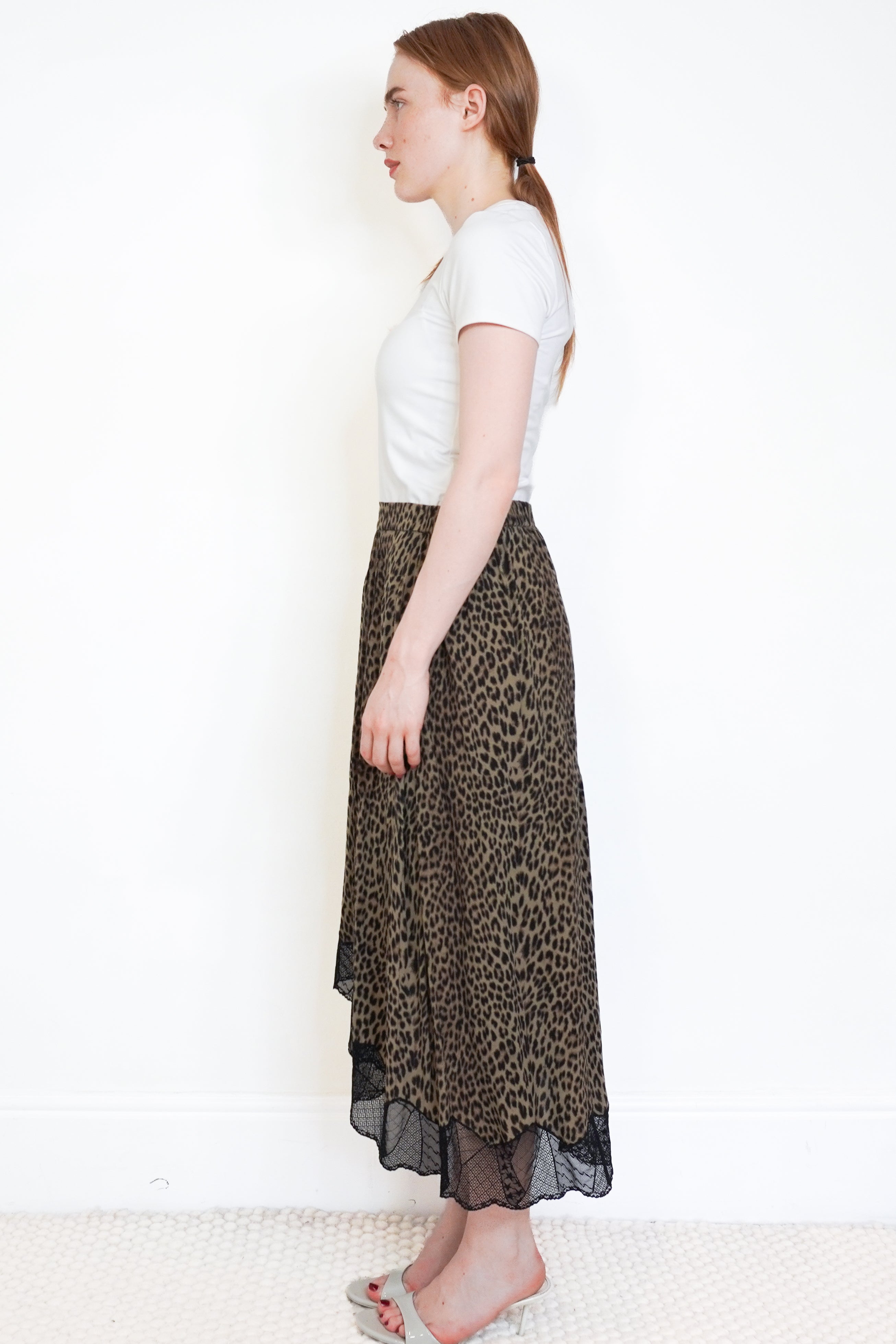 Zadig & Voltaire Leopard Print Chiffon Skirt side photo chelsea london