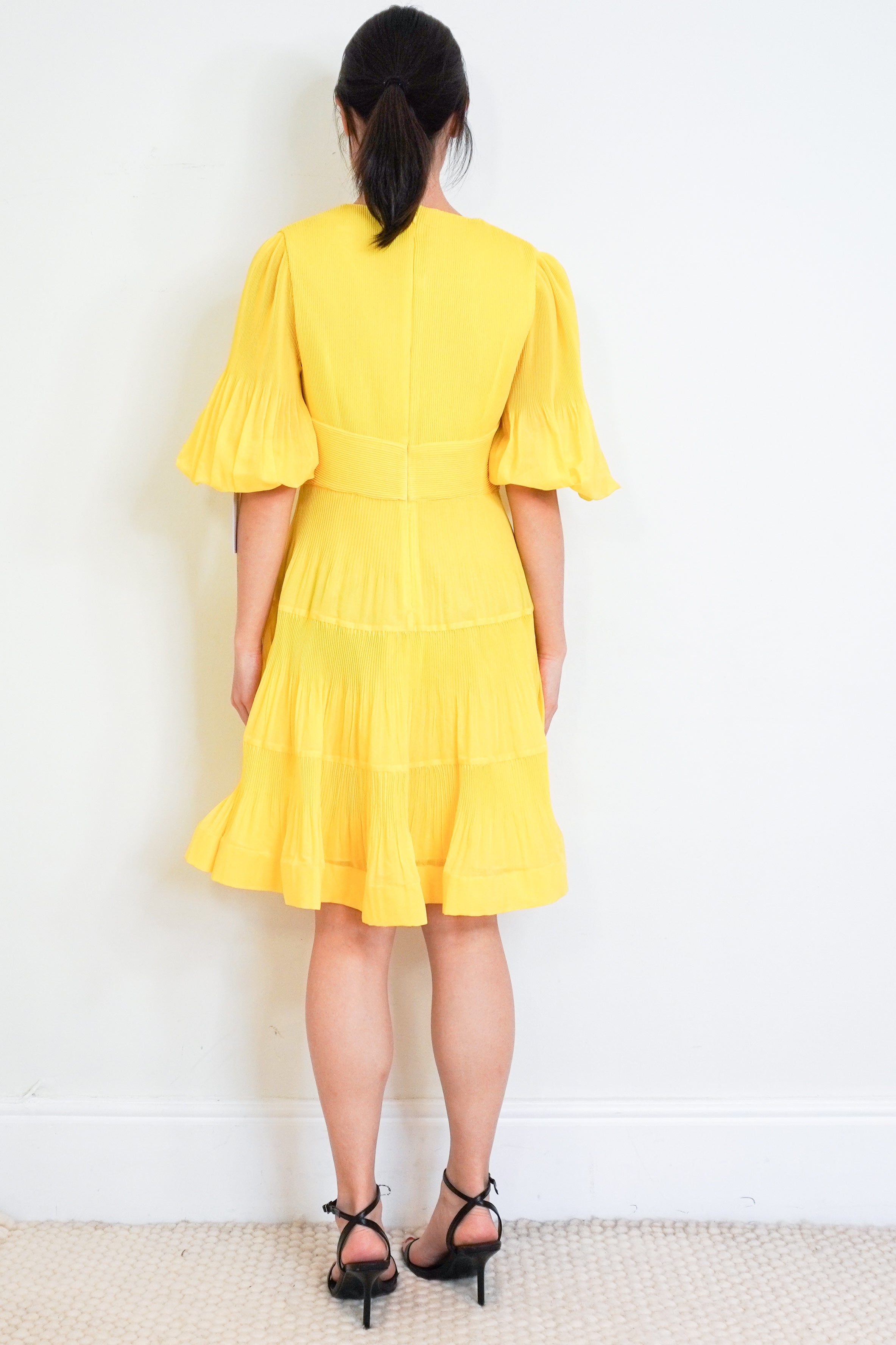 Zimmerman-Yellow-Mini-Dress-back-picture-Chelsea-London