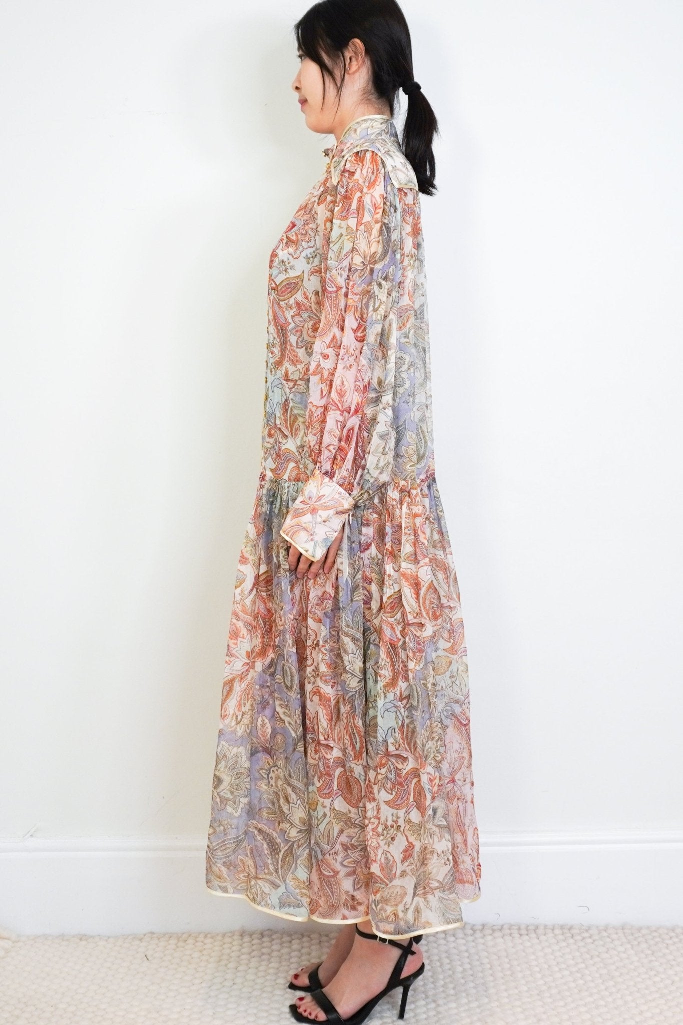 Zimmermann Soft Colourway Paisley Silk Maxi Dress RRP £850 | Authentic & Preloved - Reloved Again