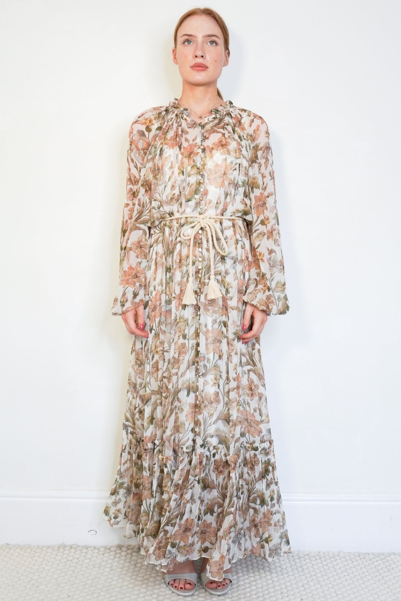 Zimmermann Beige Floral Maxi Dress (RRP £900)